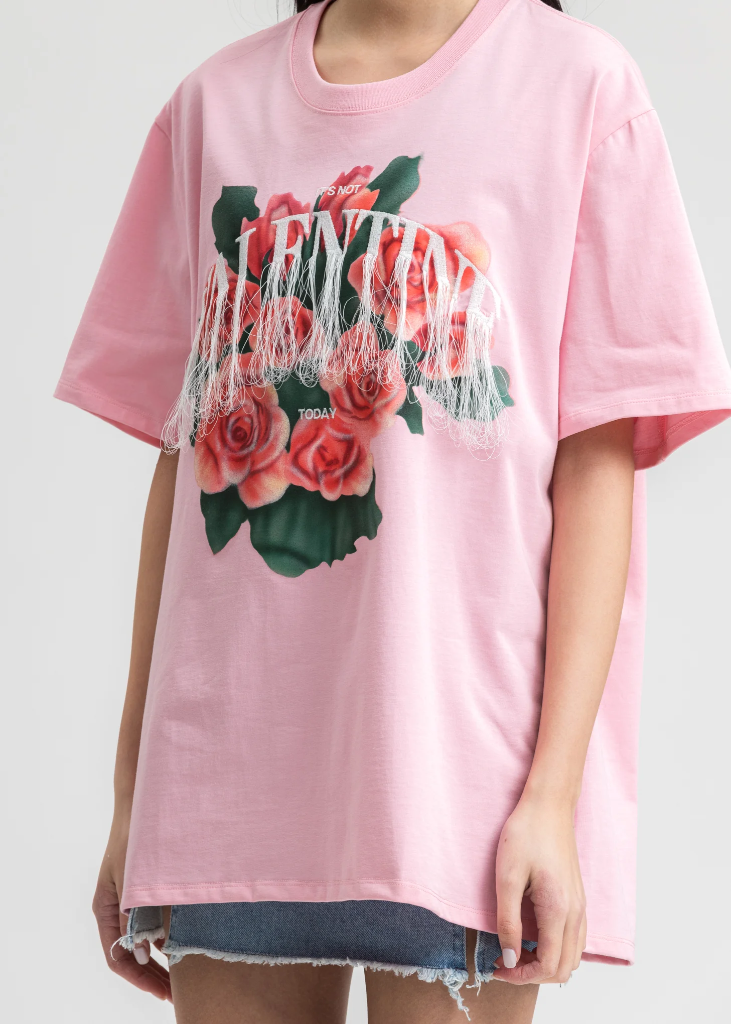 Pink Not Valentine Embroidery T-Shirt - Image 2