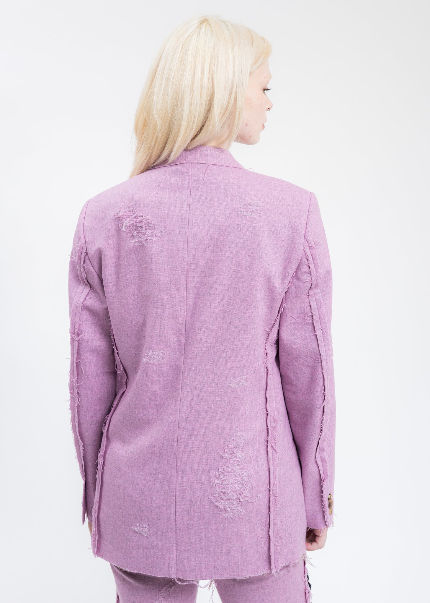 Pink RECYCLE WOOL DAMAGED Jacket - Image 2