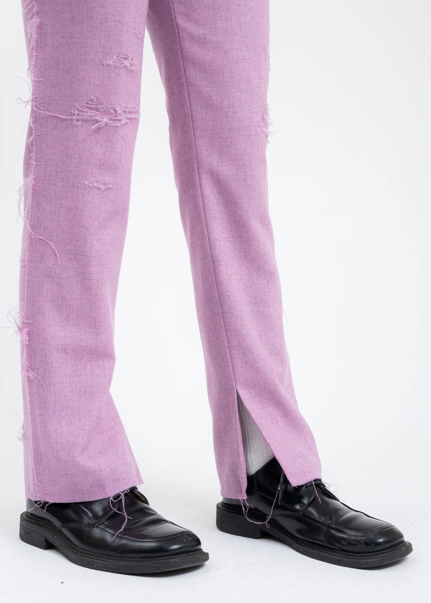 Pink RECYCLE WOOL DAMAGED Trousers - Image 2