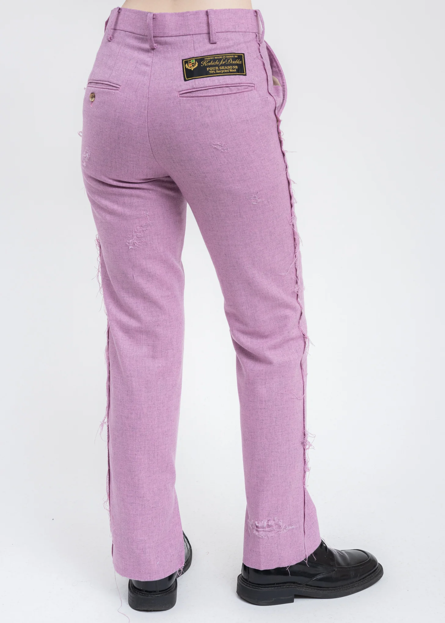 Pink RECYCLE WOOL DAMAGED Trousers - Image 4