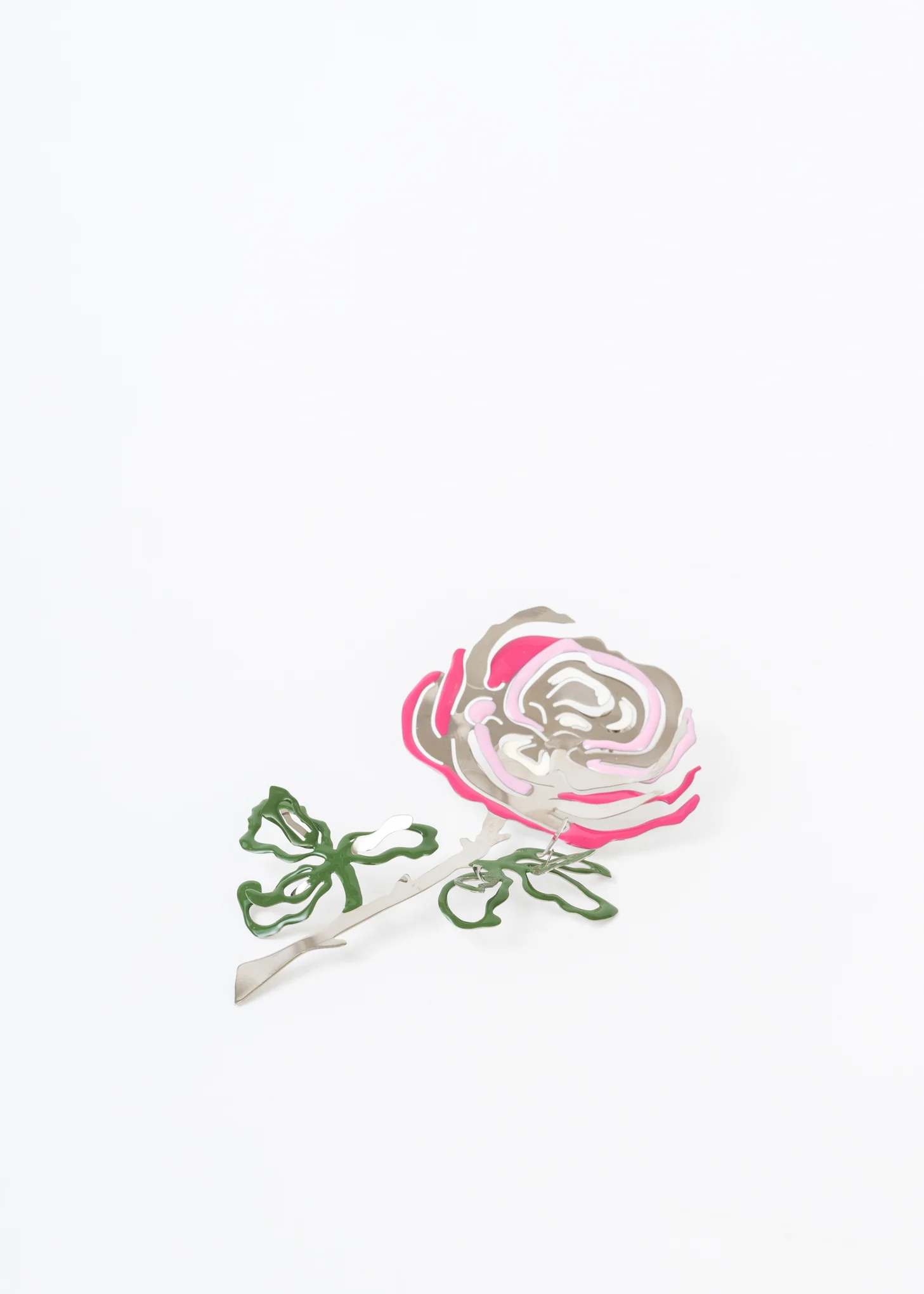 PINK / RED / GREEN / SILVER ROSE EARRING - Single - Image 5