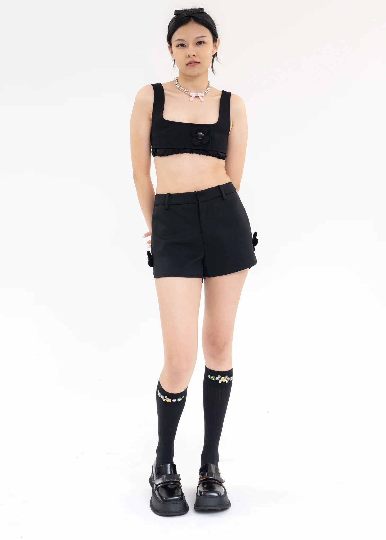 Pink Rubber Bow Crystal Chain Chocker - Image 5