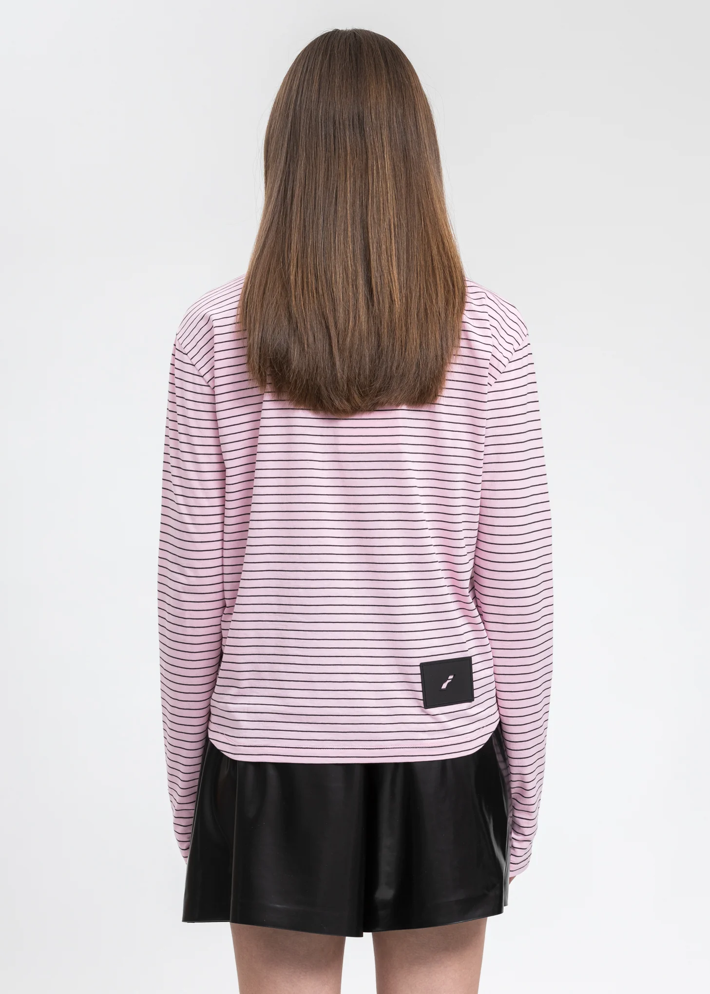 Pink Sequins Trim Neck Stripe Long Sleeve - Image 4