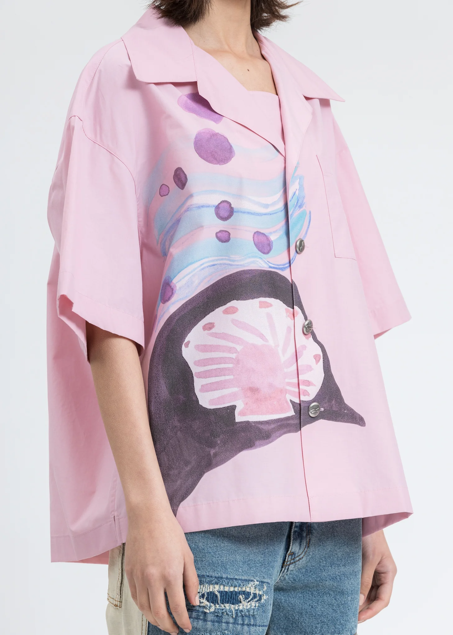 Pink Shell Print Short Sleeve Shirt - Image 2