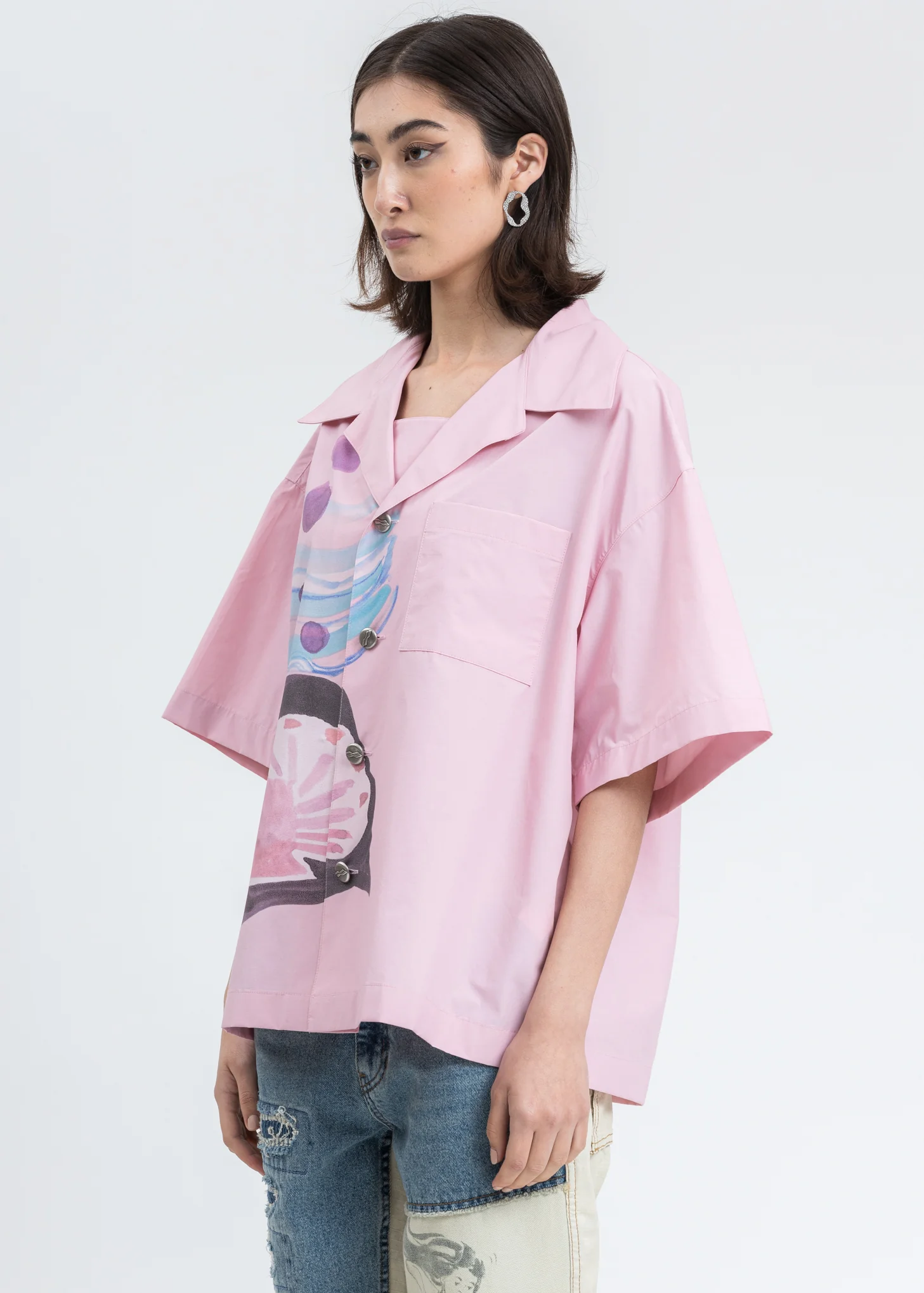 Pink Shell Print Short Sleeve Shirt - Image 3