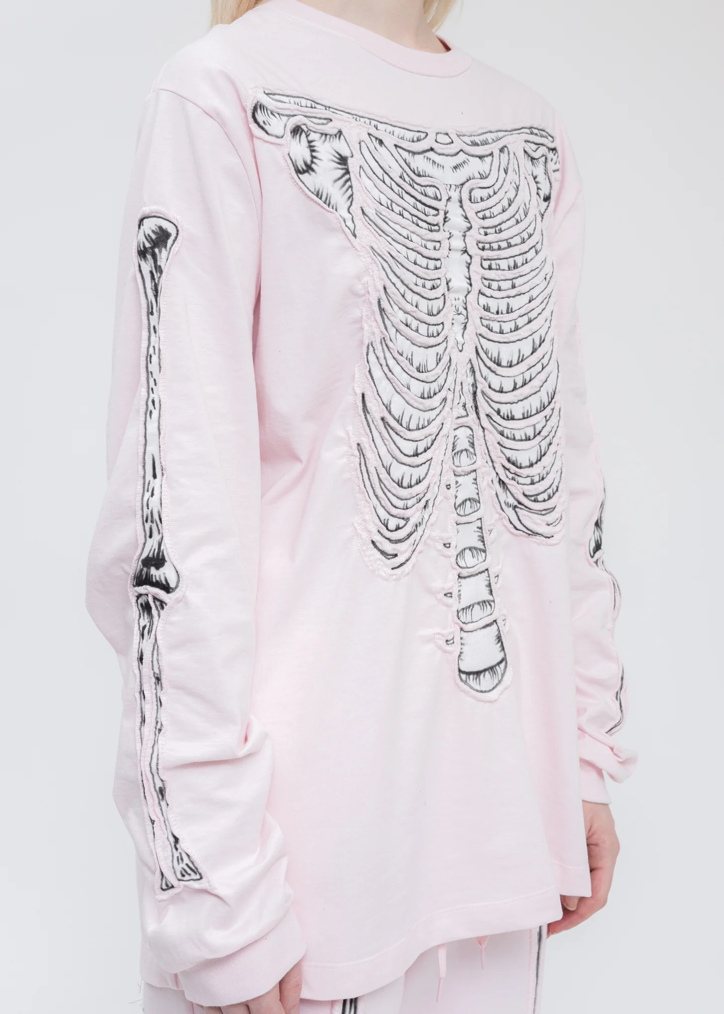 Pink SKULL SHIRRING EMBROIDERY LONG SLEEVE  T-Shirt - Image 2