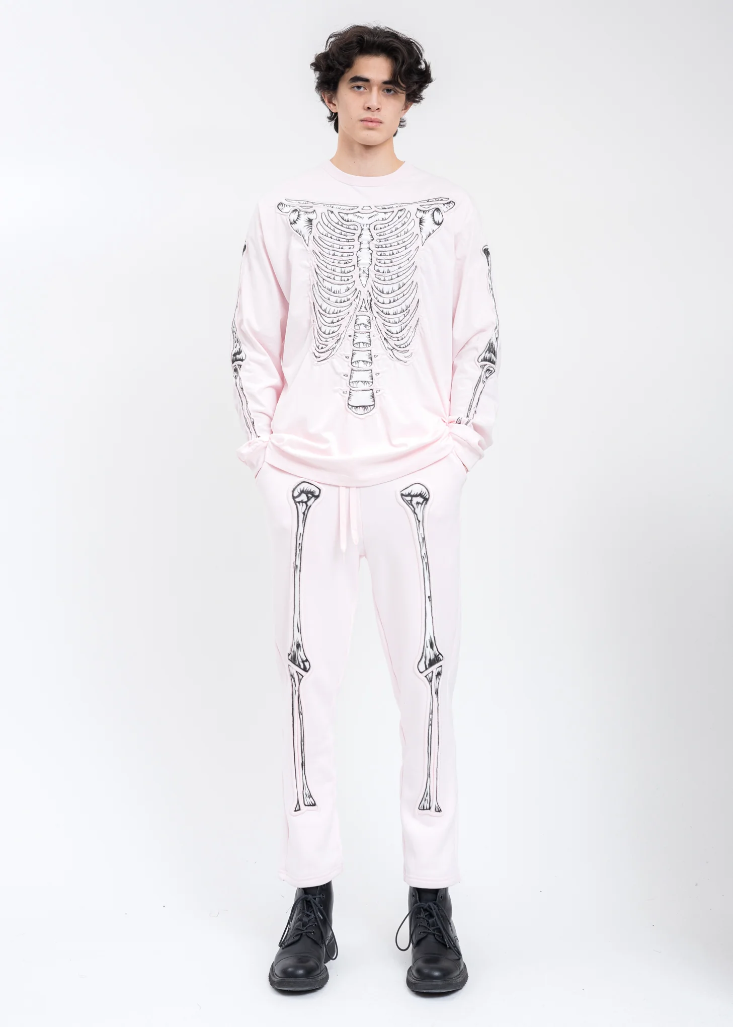 Pink SKULL SHIRRING EMBROIDERY LONG SLEEVE  T-Shirt - Image 5