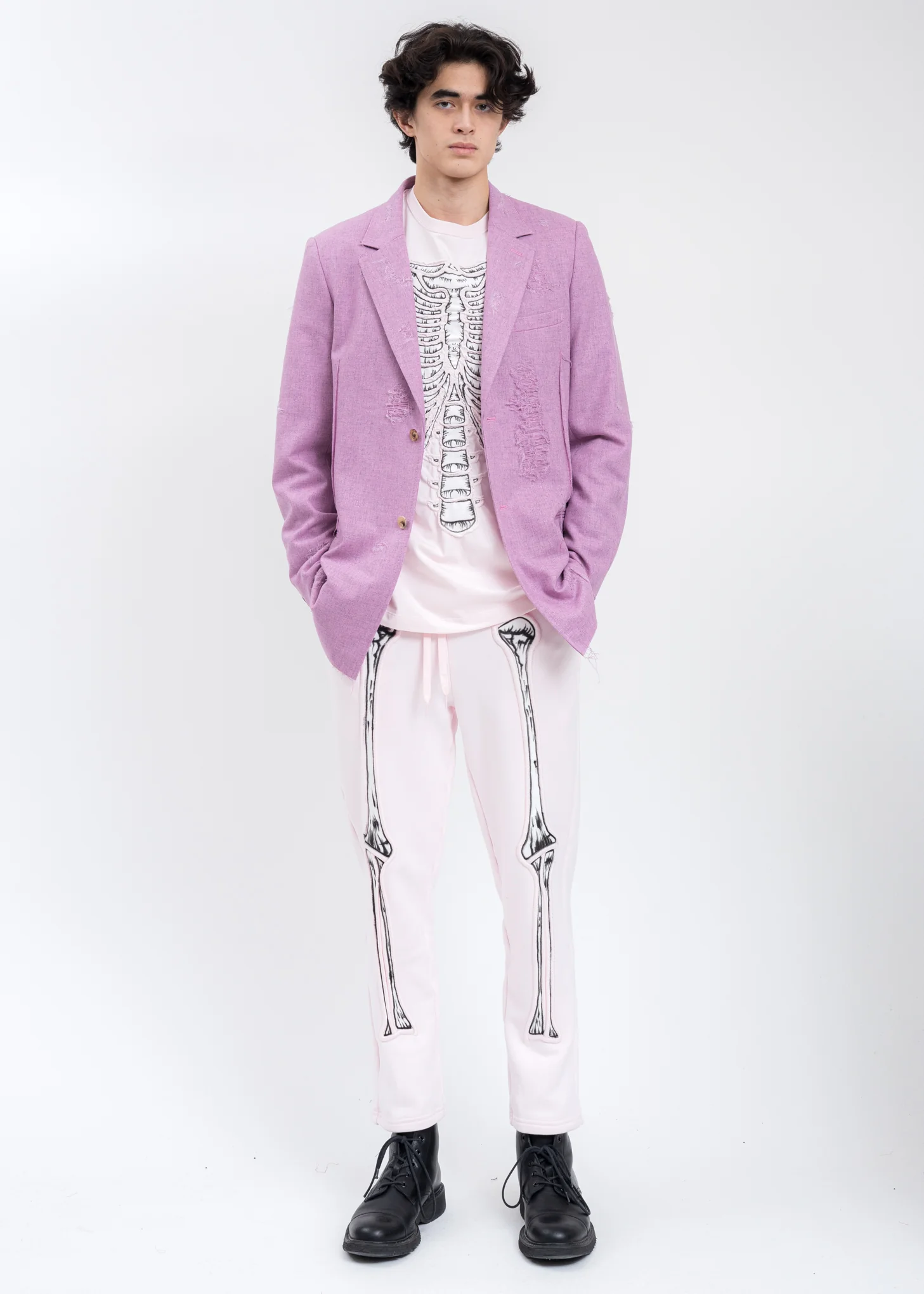 Pink SKULL SHIRRING EMBROIDERY Sweat Pant - Image 7