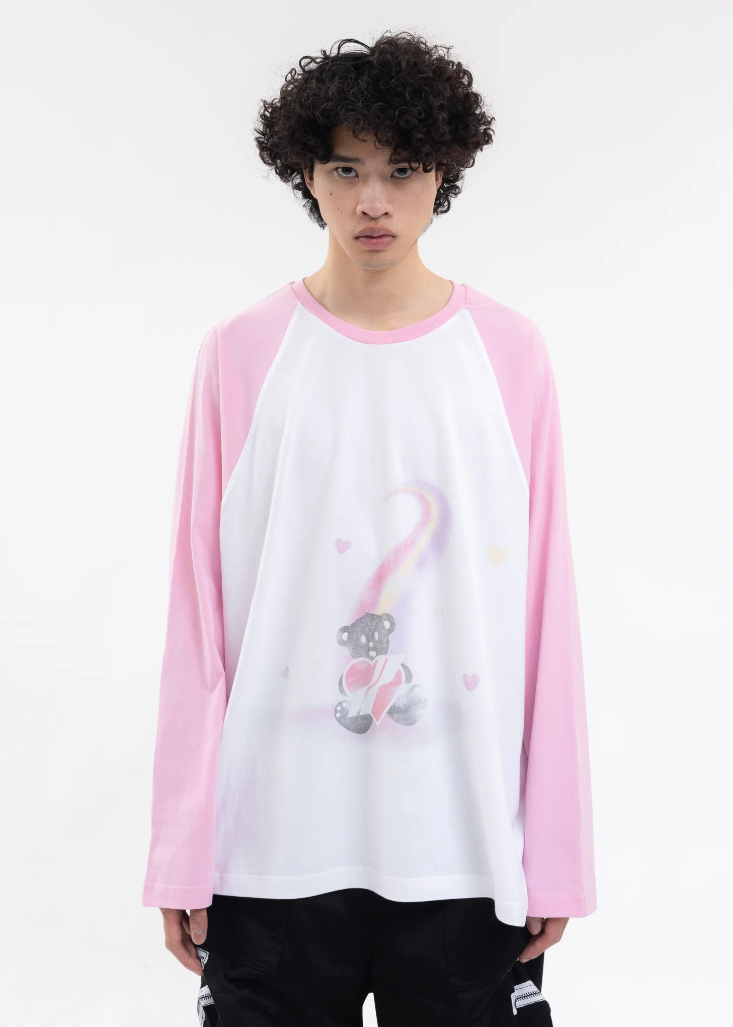 PINK TEDDY BEAR PRINT LONG-SLEEVED T-SHIRT