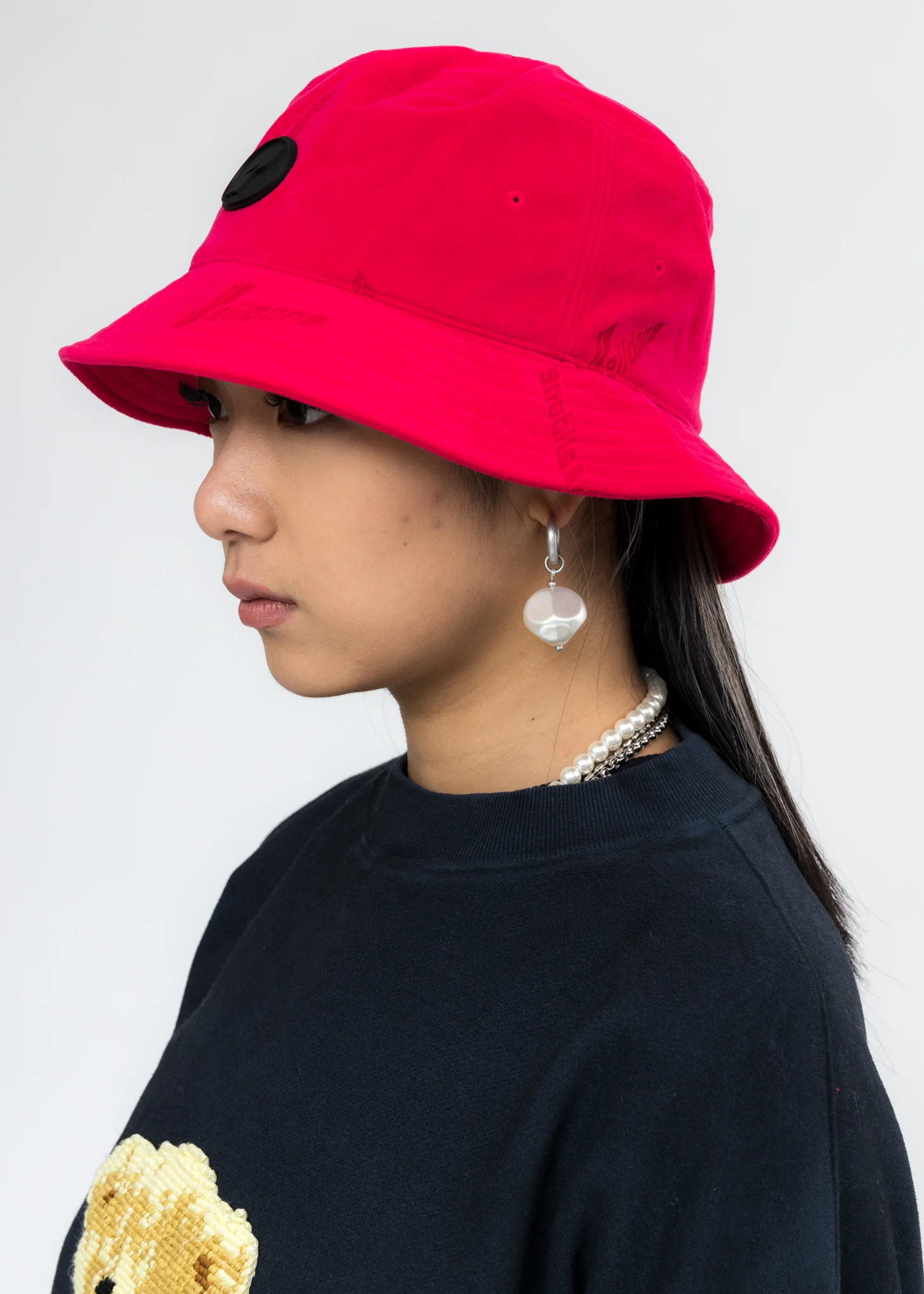 Pink Velvet Logo Bucket Hat - Image 3
