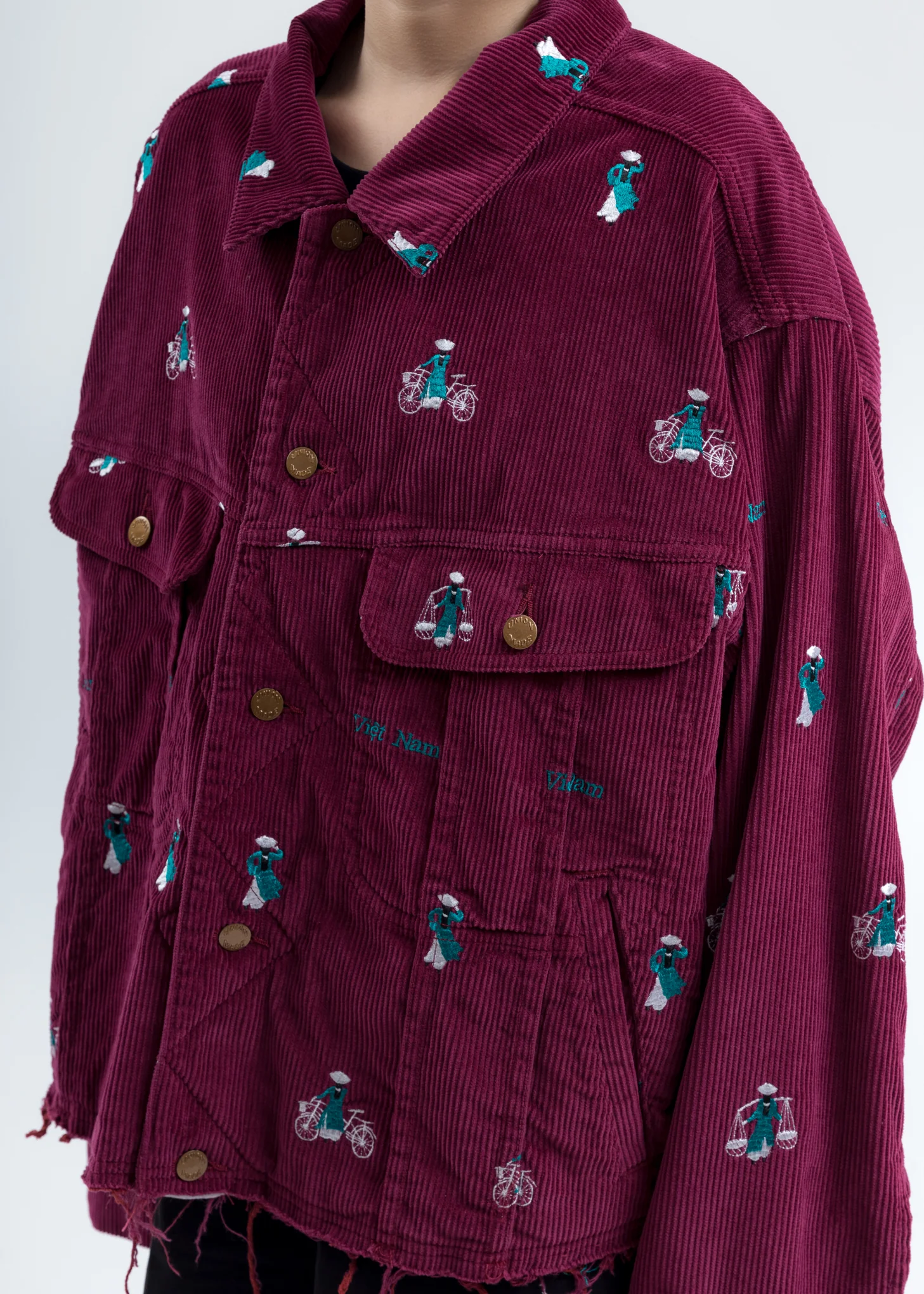 Pink Vietnam Embroidery Courduroy Jacket - Image 2