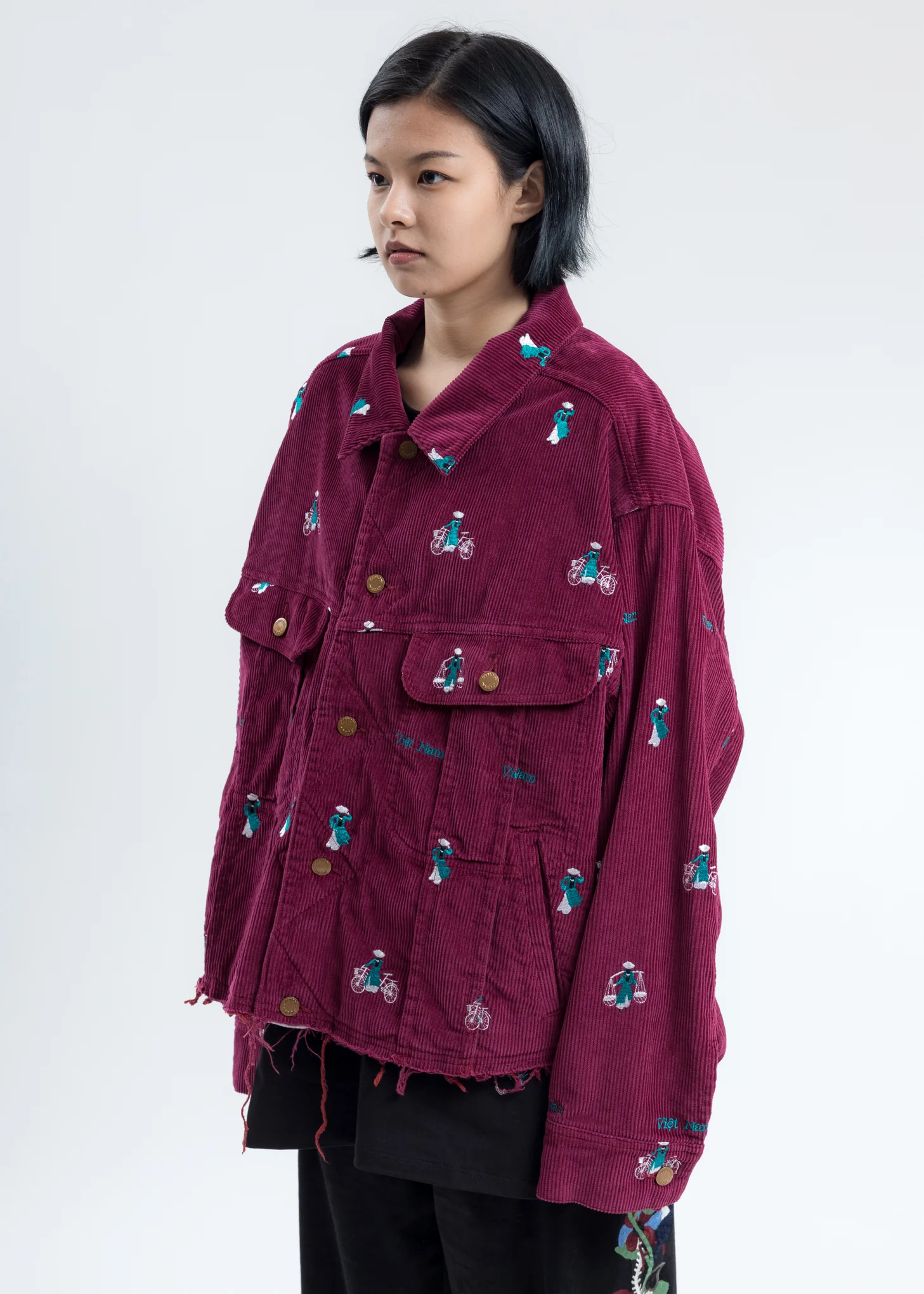 Pink Vietnam Embroidery Courduroy Jacket - Image 3