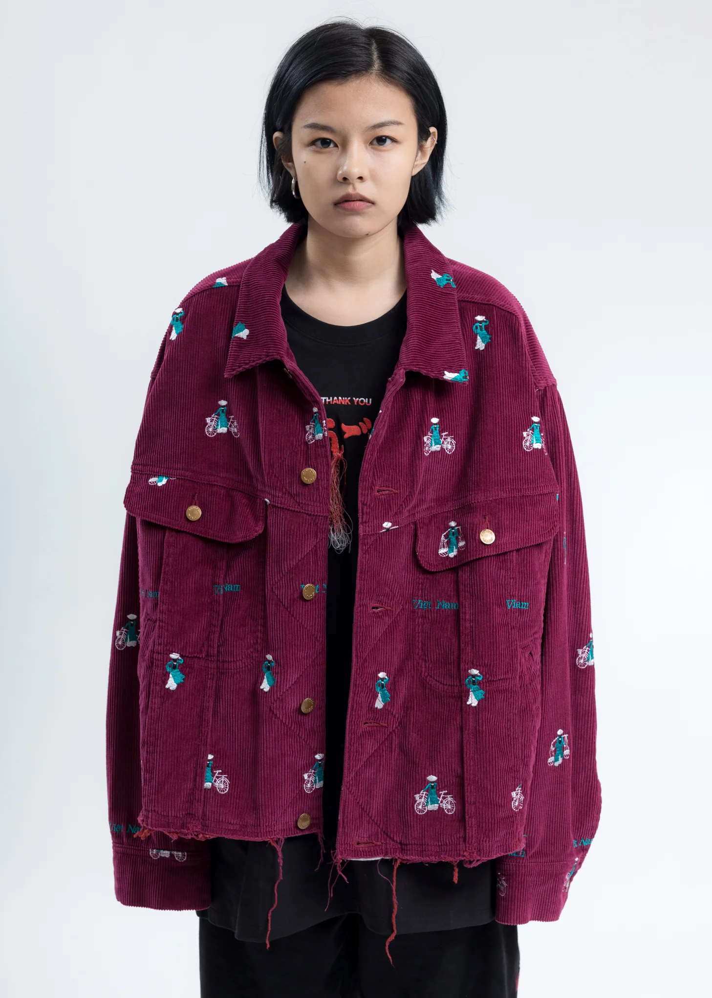 Pink Vietnam Embroidery Courduroy Jacket - Image 4