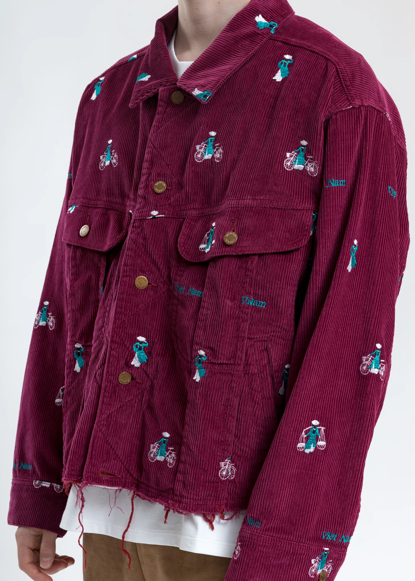 Pink Vietnam Embroidery Courduroy Jacket - Image 2