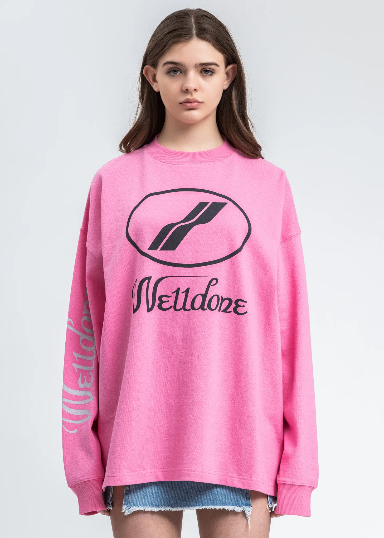 Pink WD Print Logo Long Sleeves
