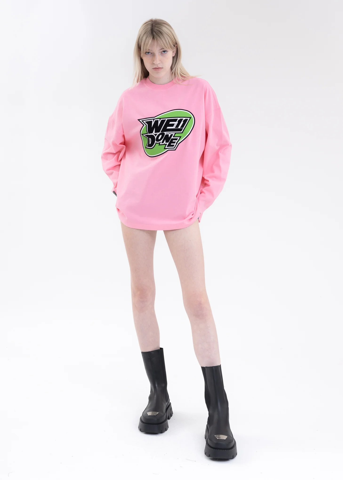 PINK WE11DONE CIRCLE LOGO LONG-SLEEVED T-SHIRT - Image 5