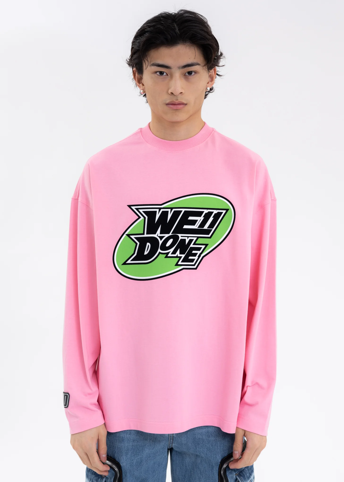 PINK WE11DONE CIRCLE LOGO LONG-SLEEVED T-SHIRT