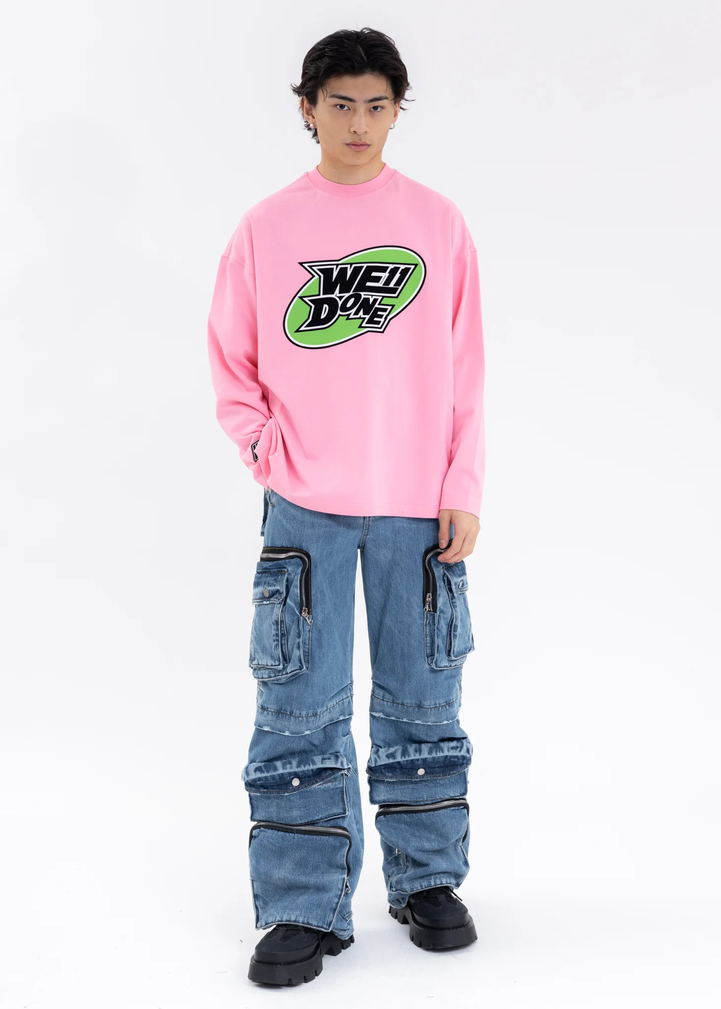 PINK WE11DONE CIRCLE LOGO LONG-SLEEVED T-SHIRT - Image 5