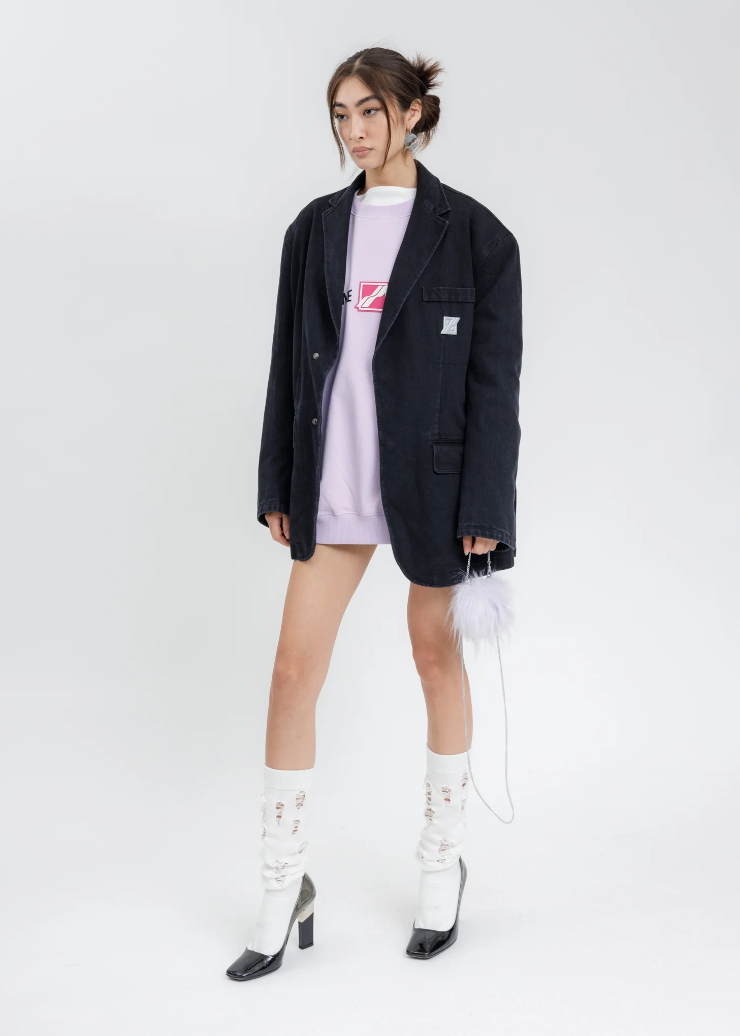 Pink WE11DONE Mirror Patch Logo Sweatshirt - Image 6