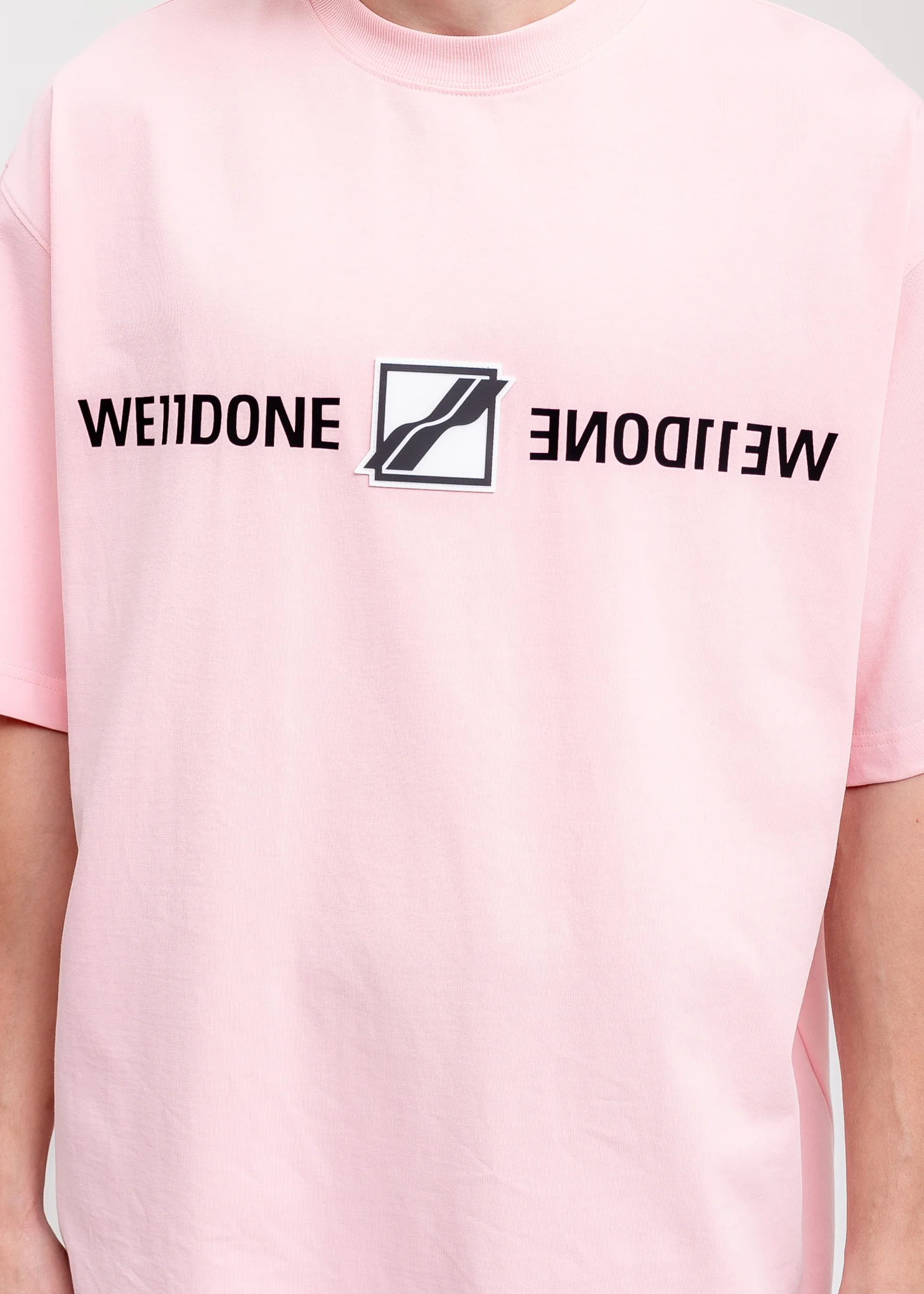 Pink WE11DONE Patched Mirror Logo T-Shirt - Image 2