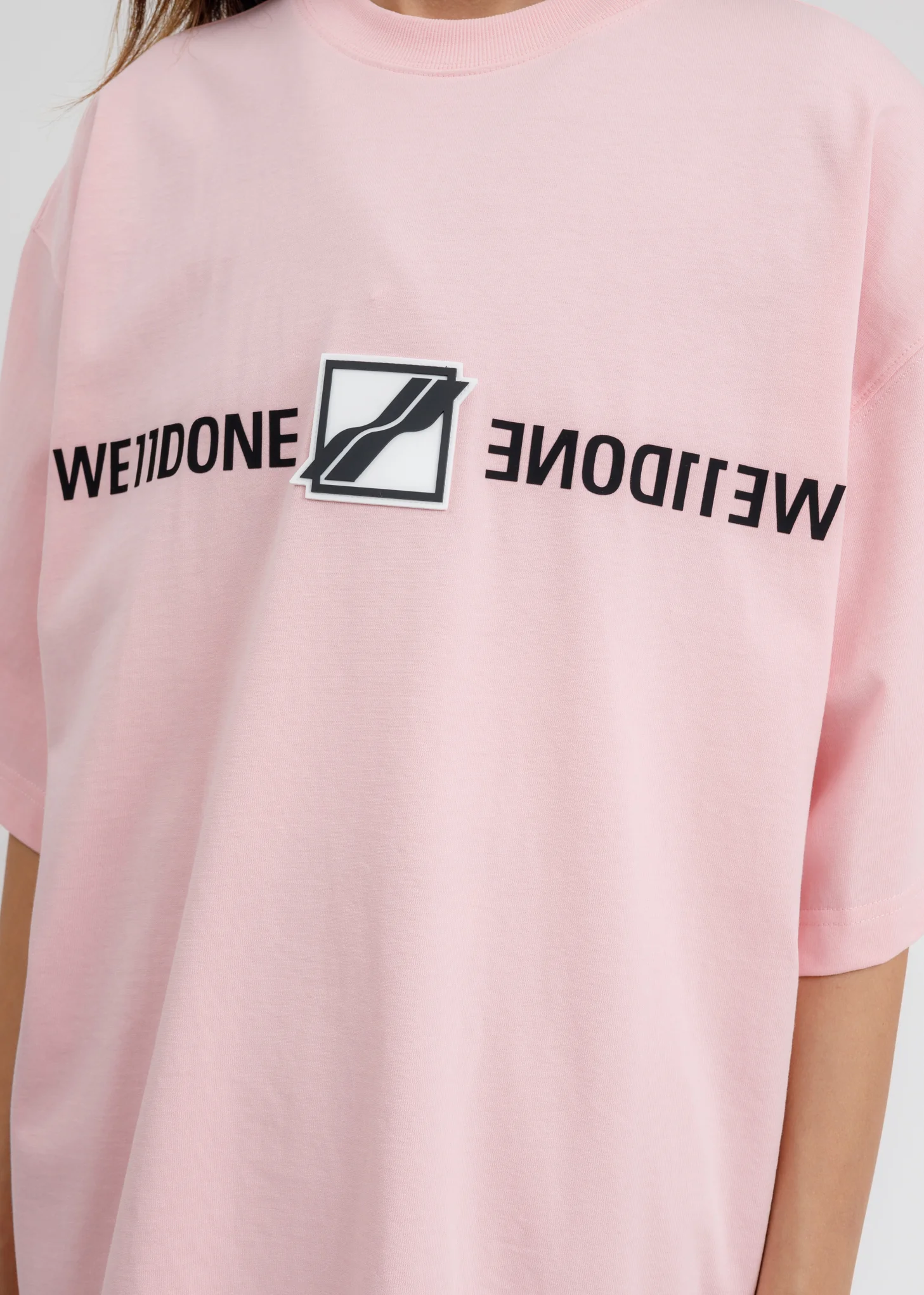 Pink WE11DONE Patched Mirror Logo T-Shirt - Image 4