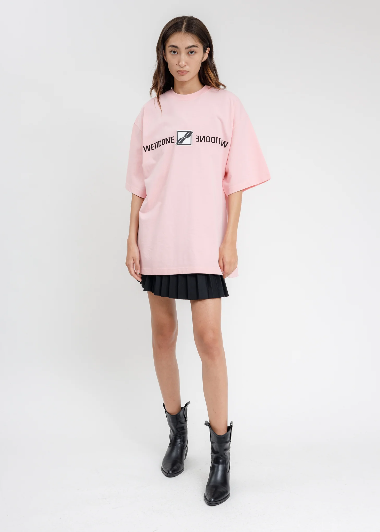 Pink WE11DONE Patched Mirror Logo T-Shirt - Image 5