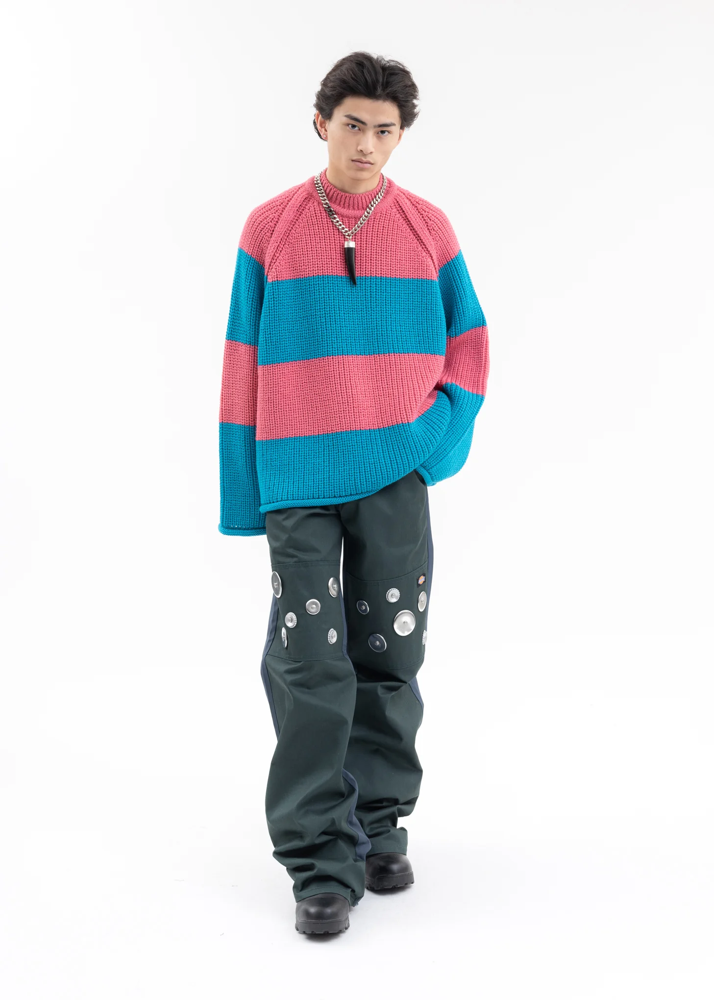 Pink × Blue Border Pullover Knit - Image 5