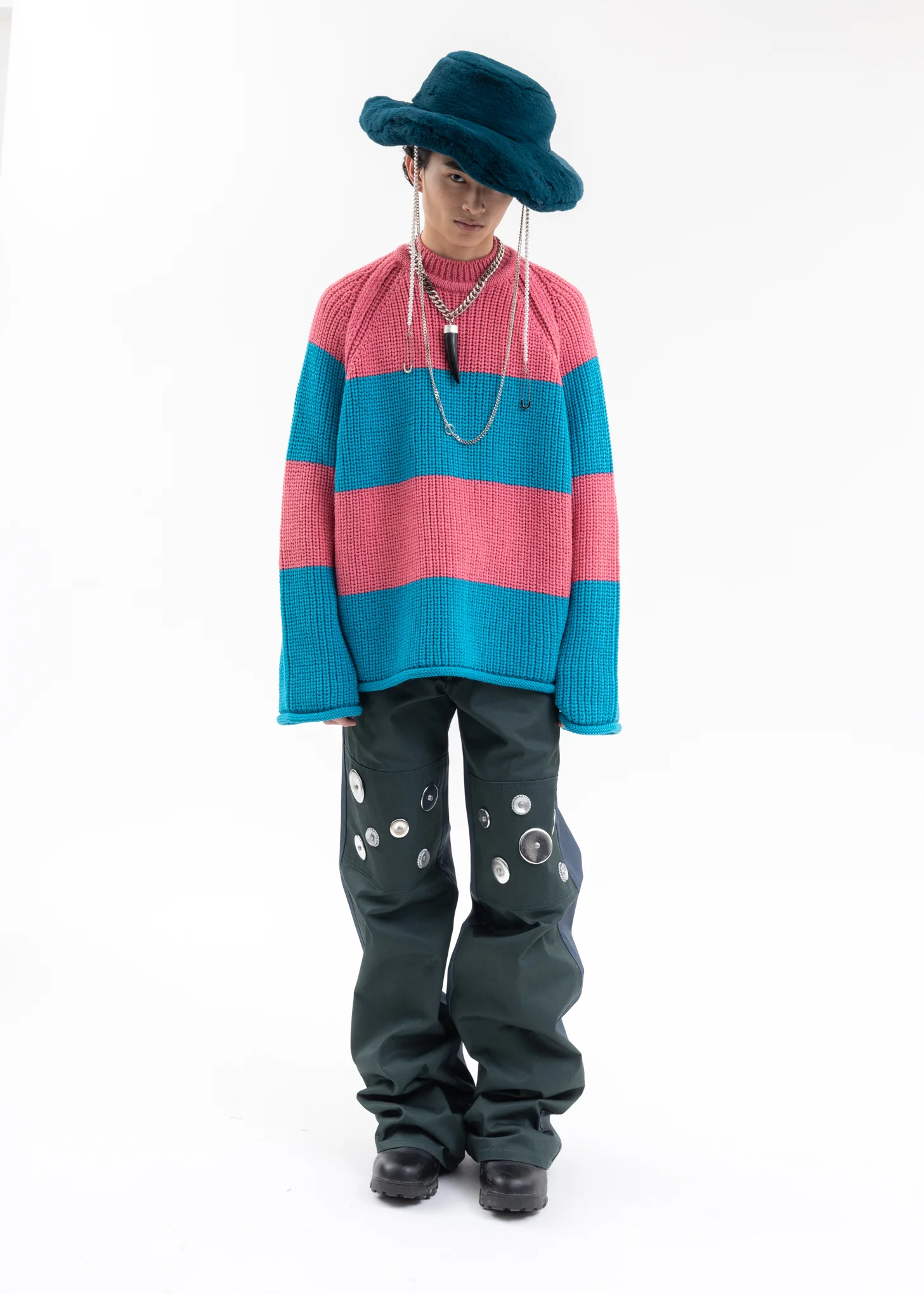 Pink × Blue Border Pullover Knit - Image 6