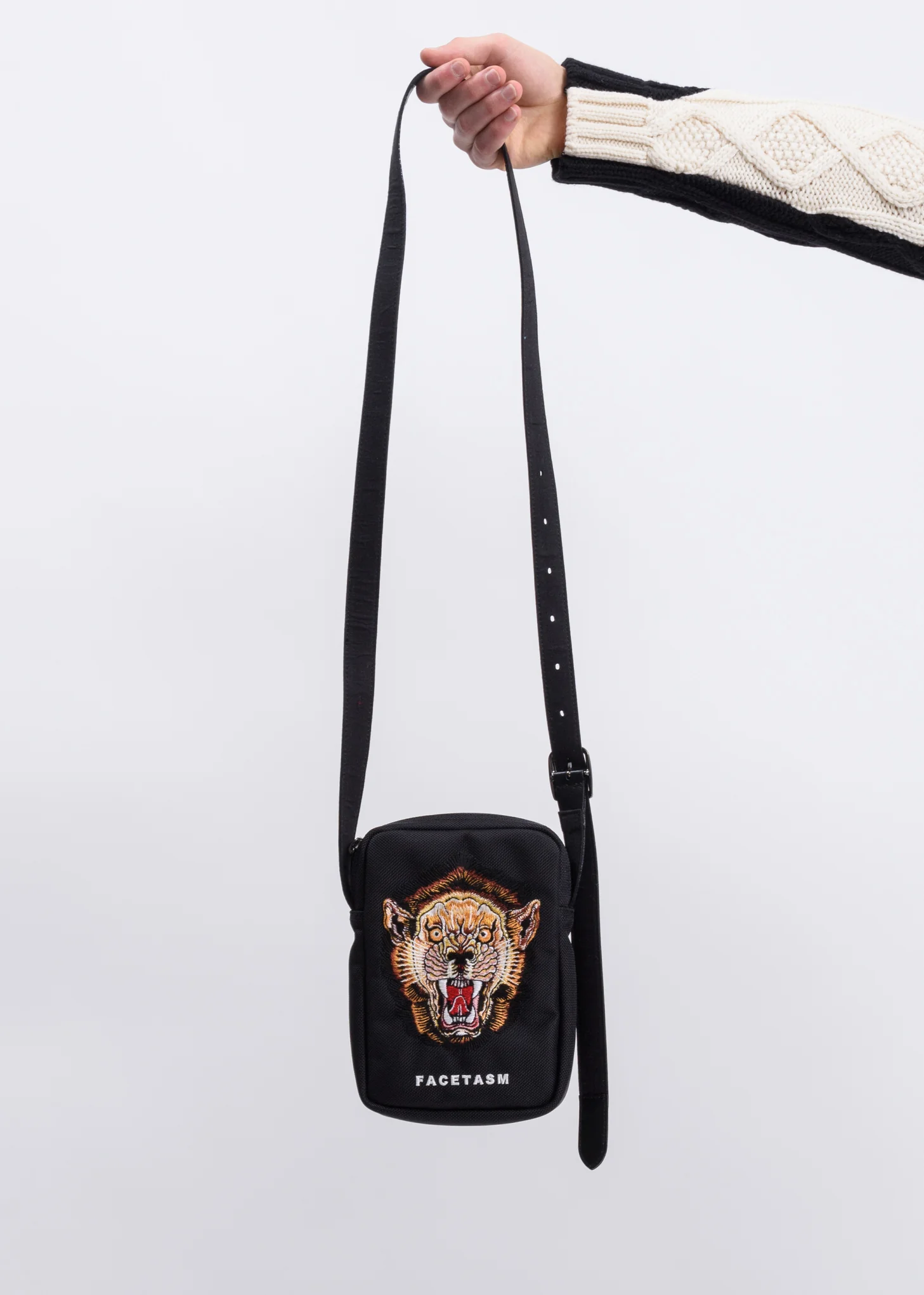 Black Snarling Lion Crossbody Bag