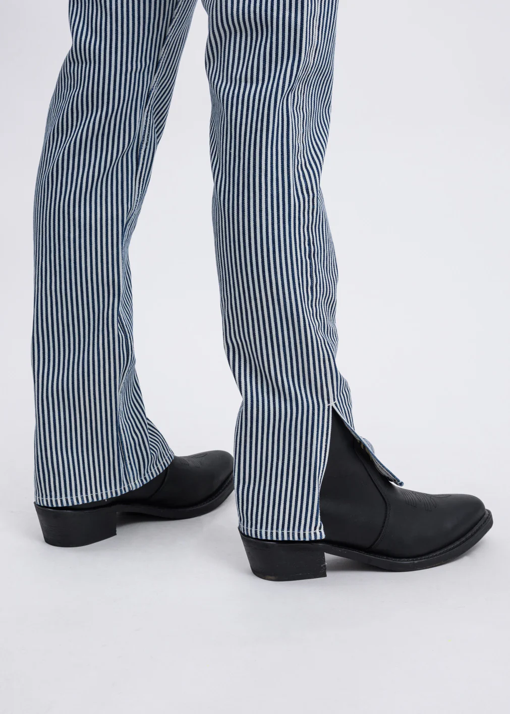 Indigo Pinstripe Split Trouser - Image 4