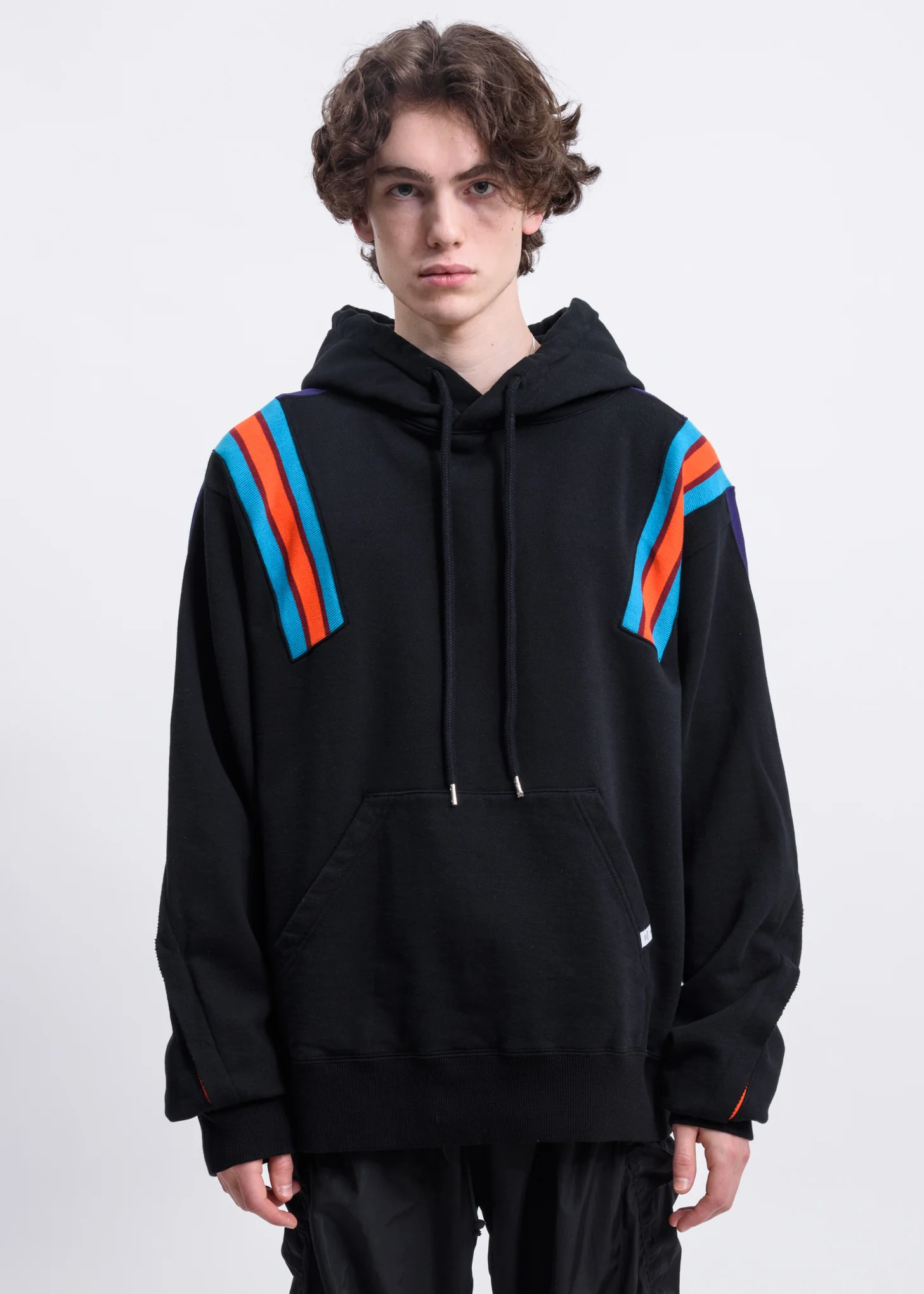 Black Ribbed Hoodie
