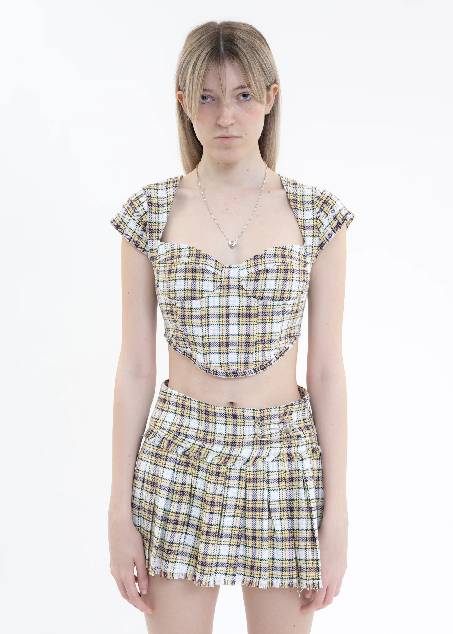 Yellow And Lime Plaid Corset