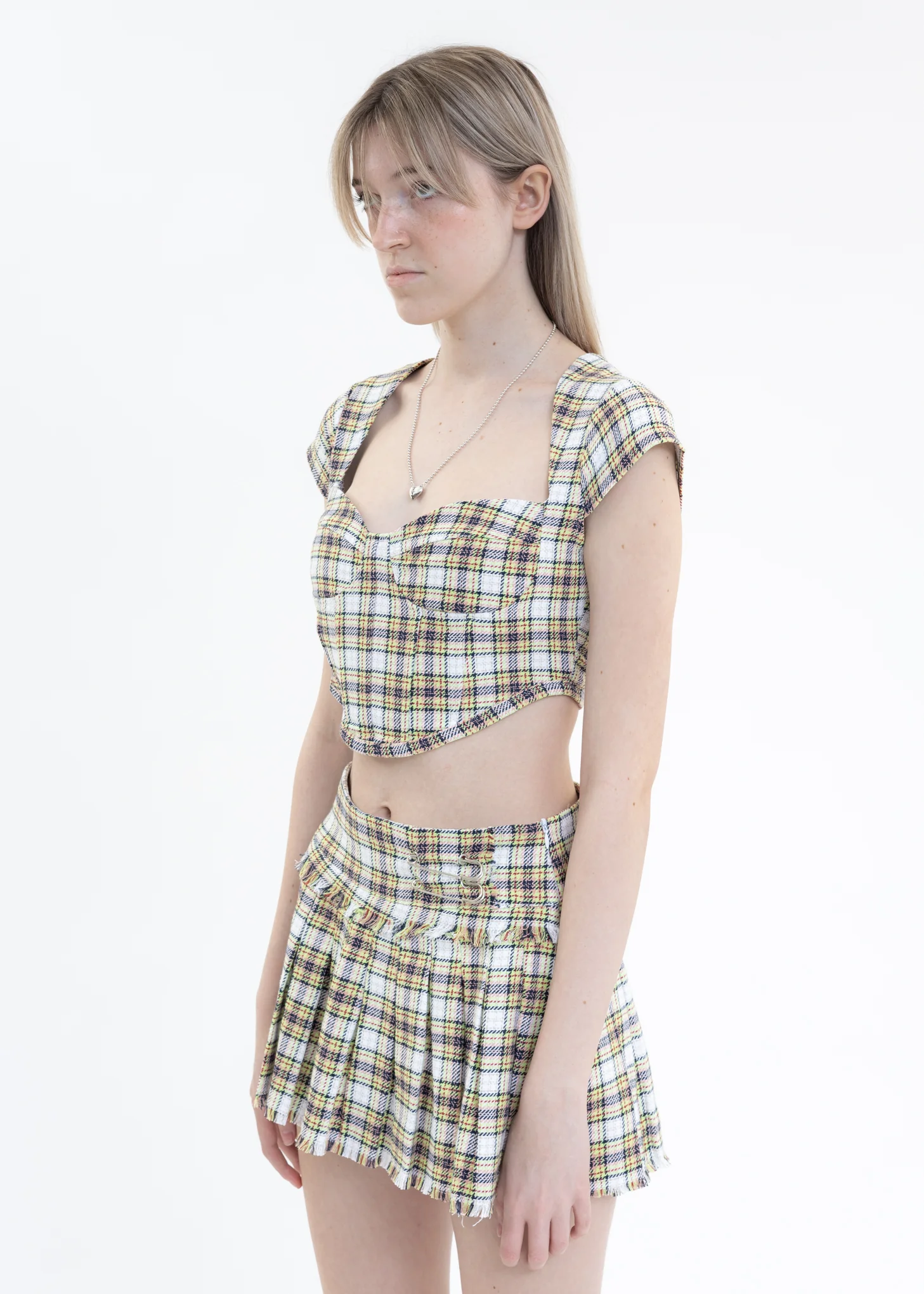 Yellow And Lime Plaid Corset - Image 2