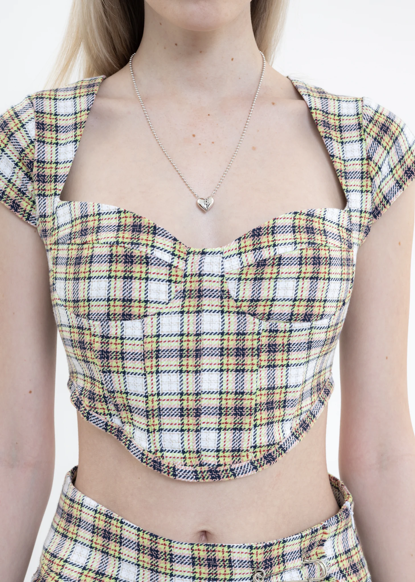 Yellow And Lime Plaid Corset - Image 4
