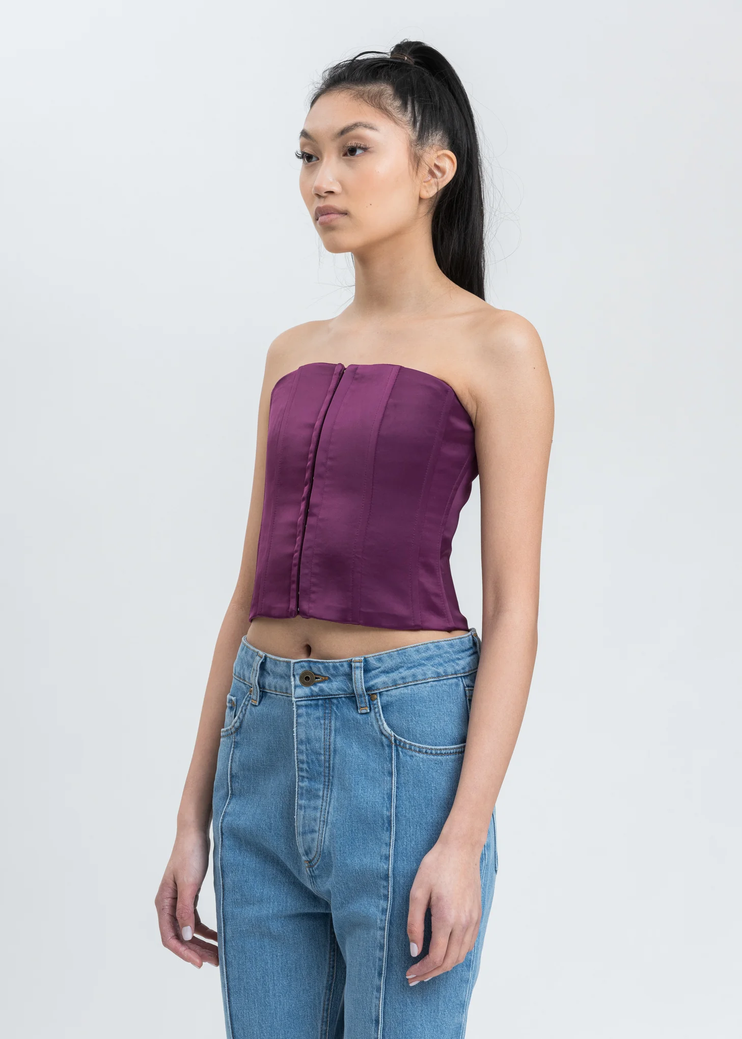 Plum Satin Corset - Image 2