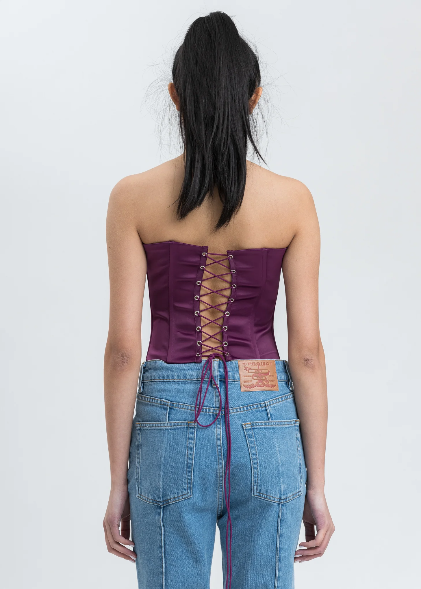 Plum Satin Corset - Image 3