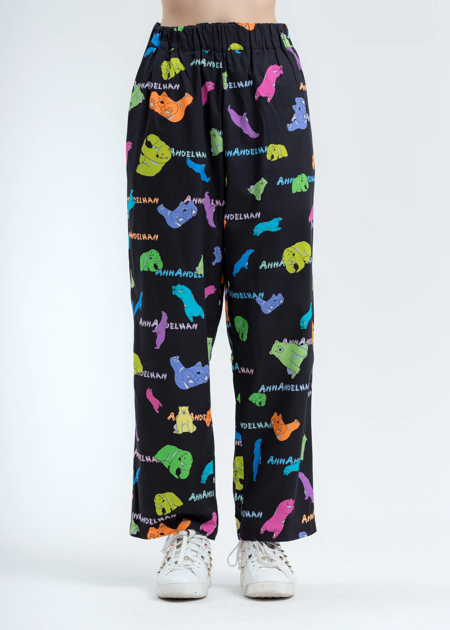 Black Multicolor Polar Bear Pants
