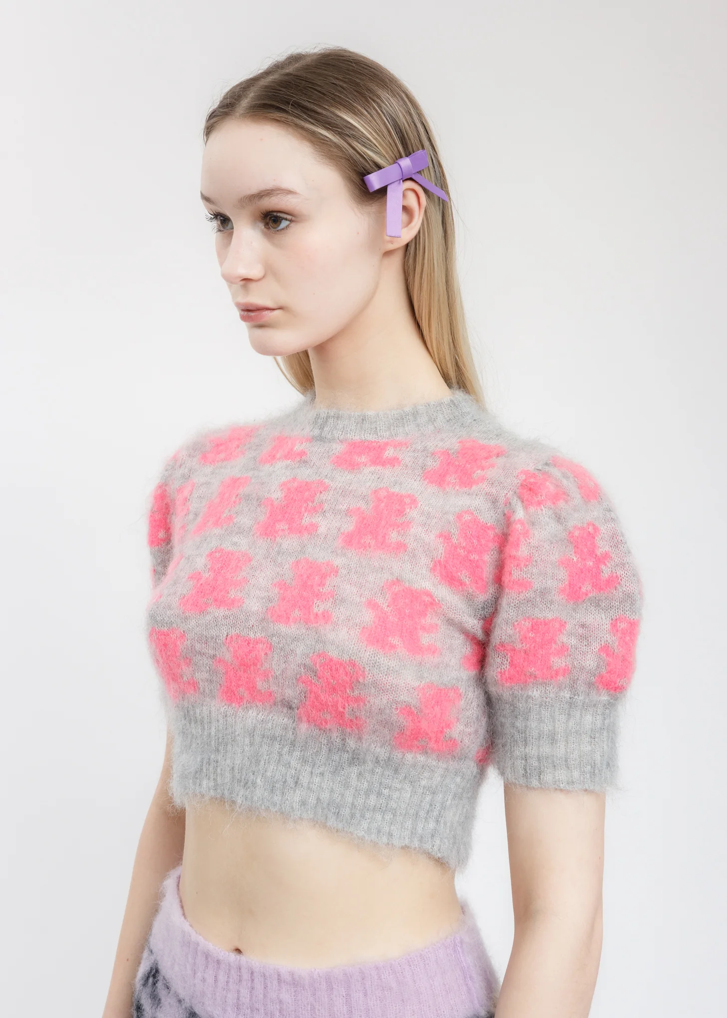 Pink Teddies Knit Crop Sweater - Image 2