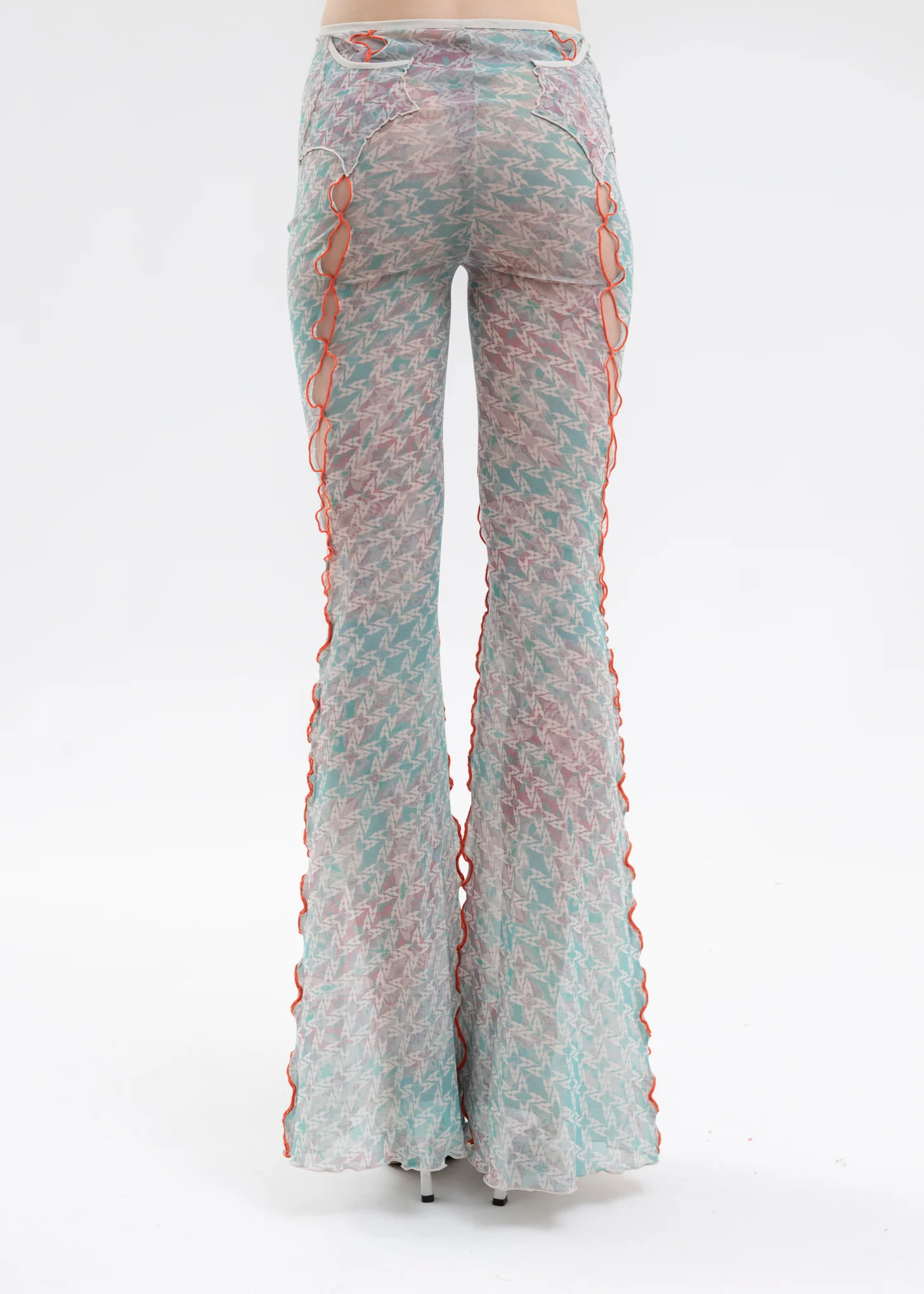 PRINTED MESH FLARED TROUSERS - Image 2