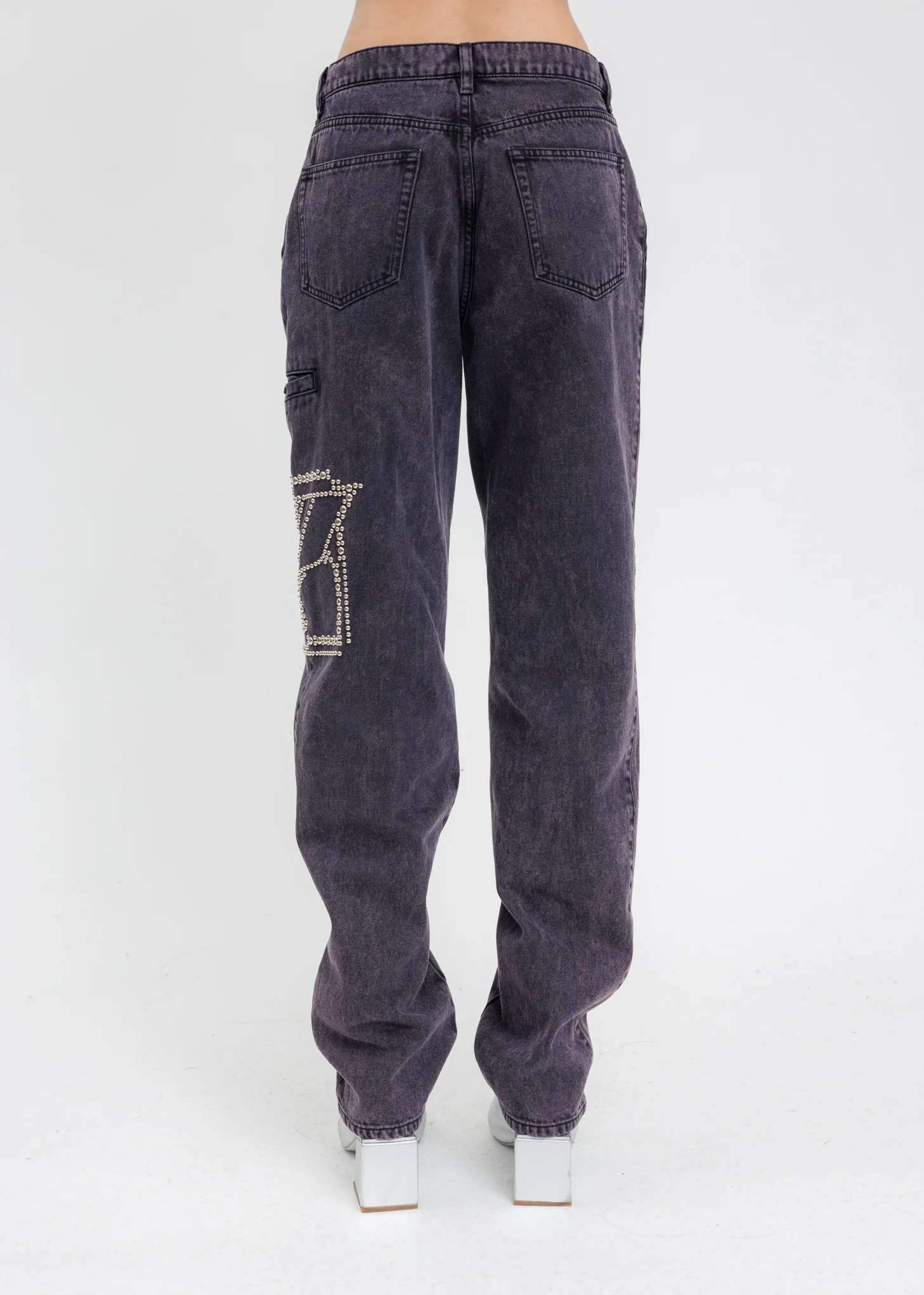 Purple 2 Tuck Denim Pants - Image 3