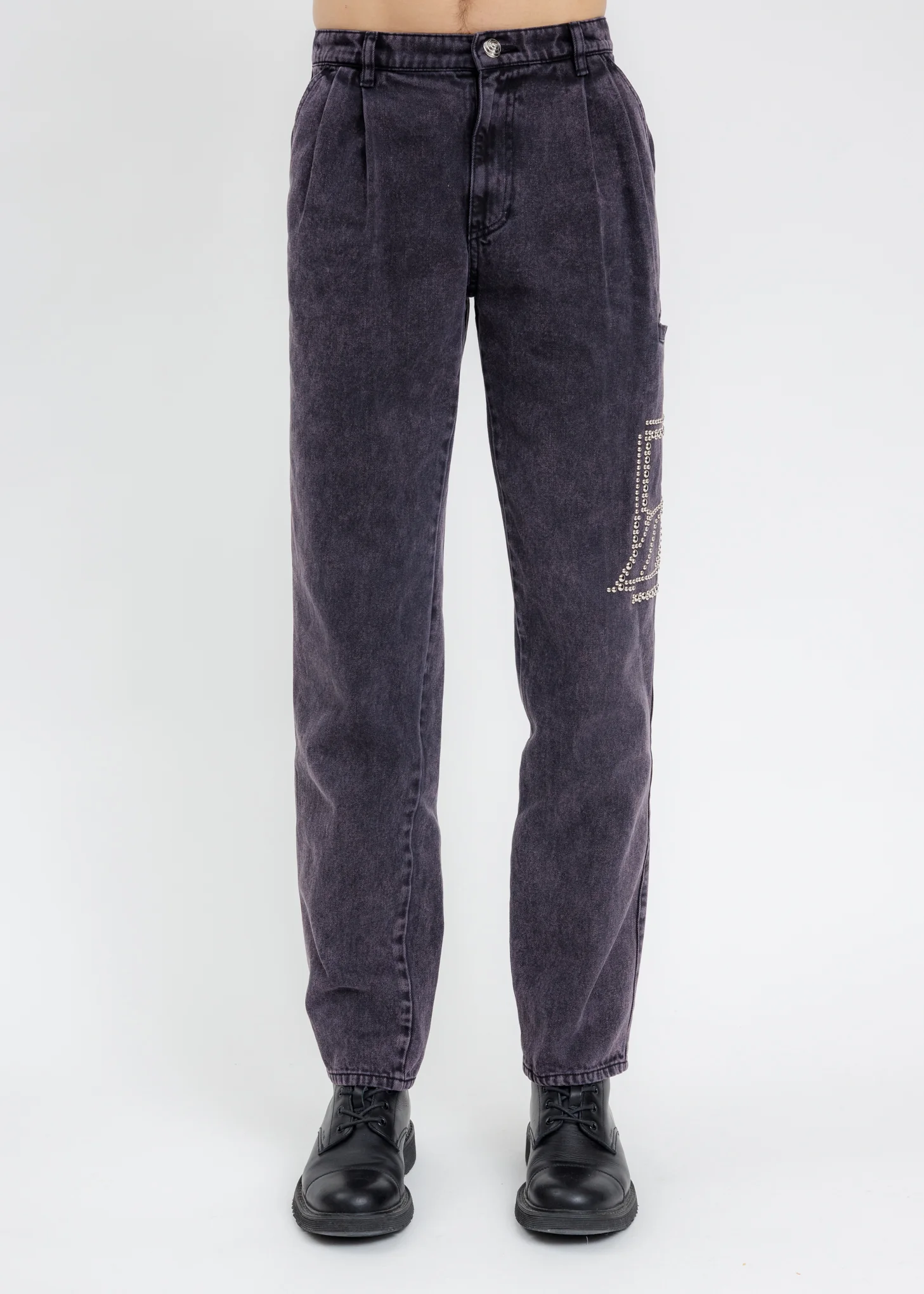 Purple 2 Tuck Denim Pants