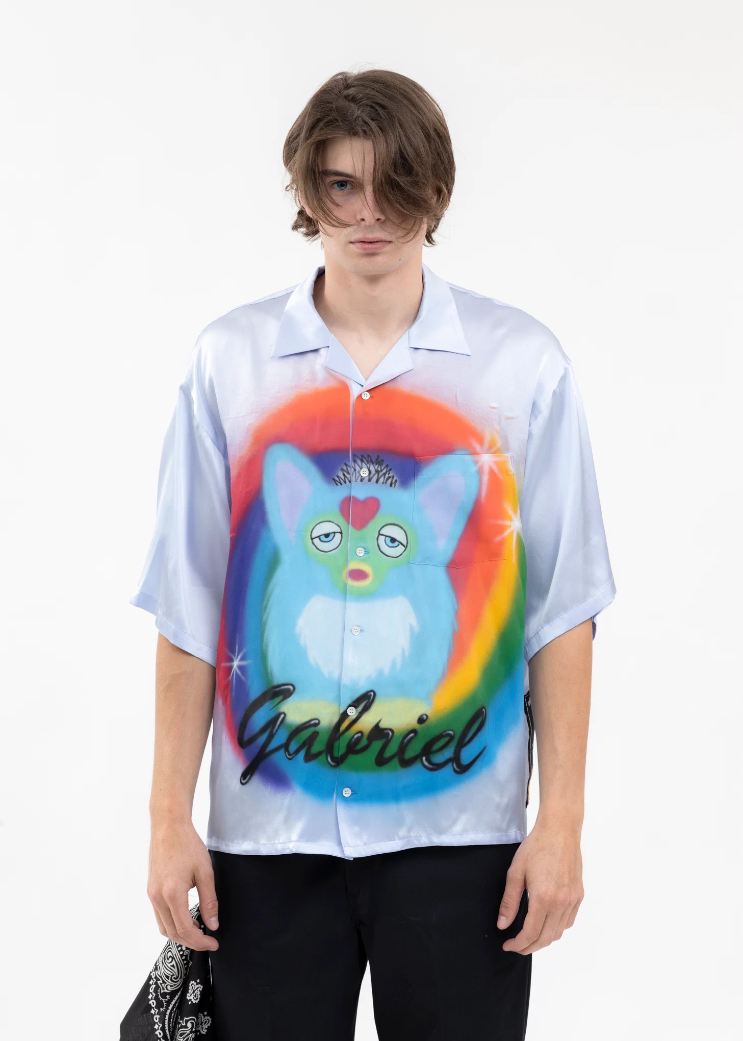 LIGHT BLUE AIRBRUSH GABRIEL SILK SHIRT