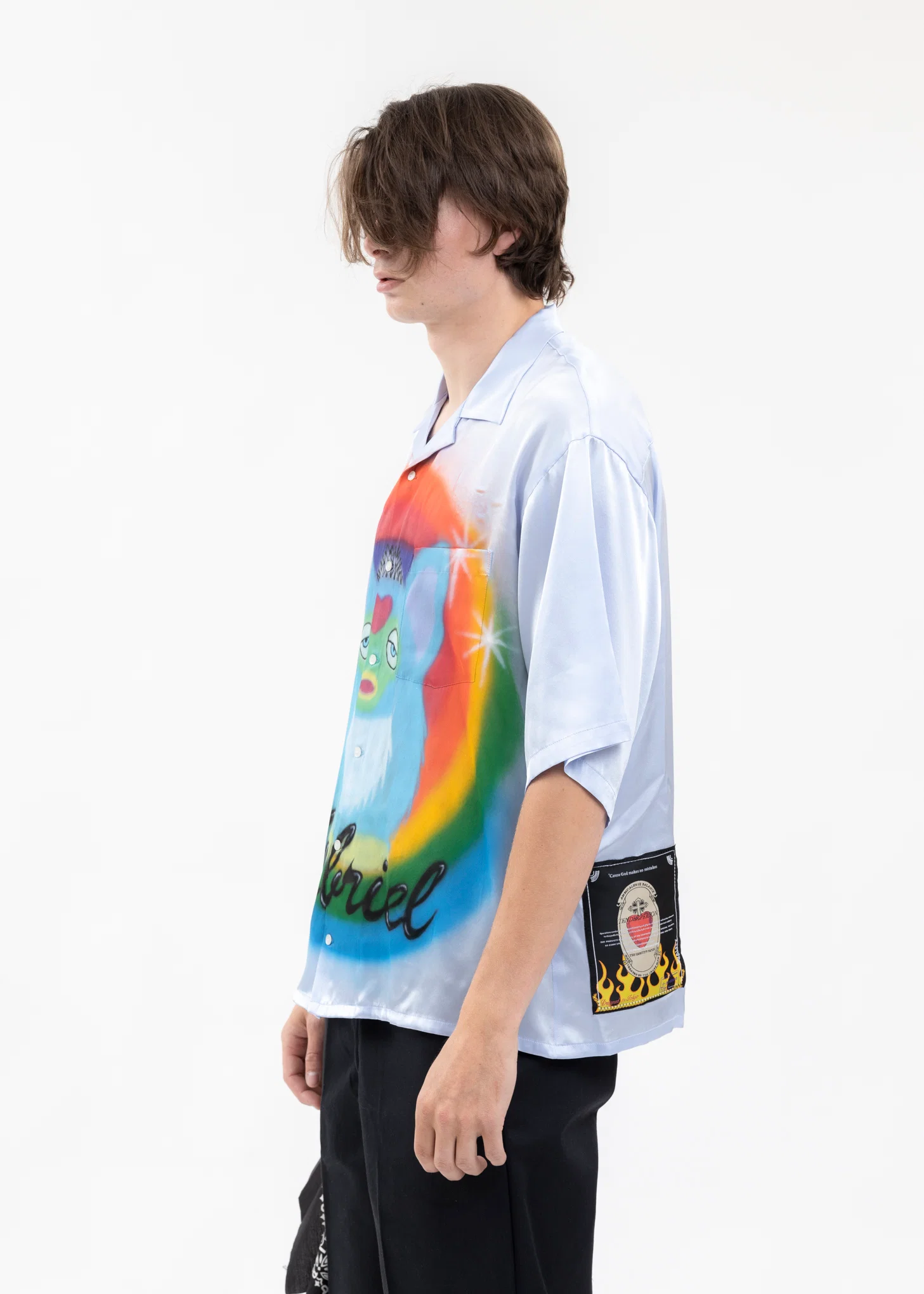 LIGHT BLUE AIRBRUSH GABRIEL SILK SHIRT - Image 2