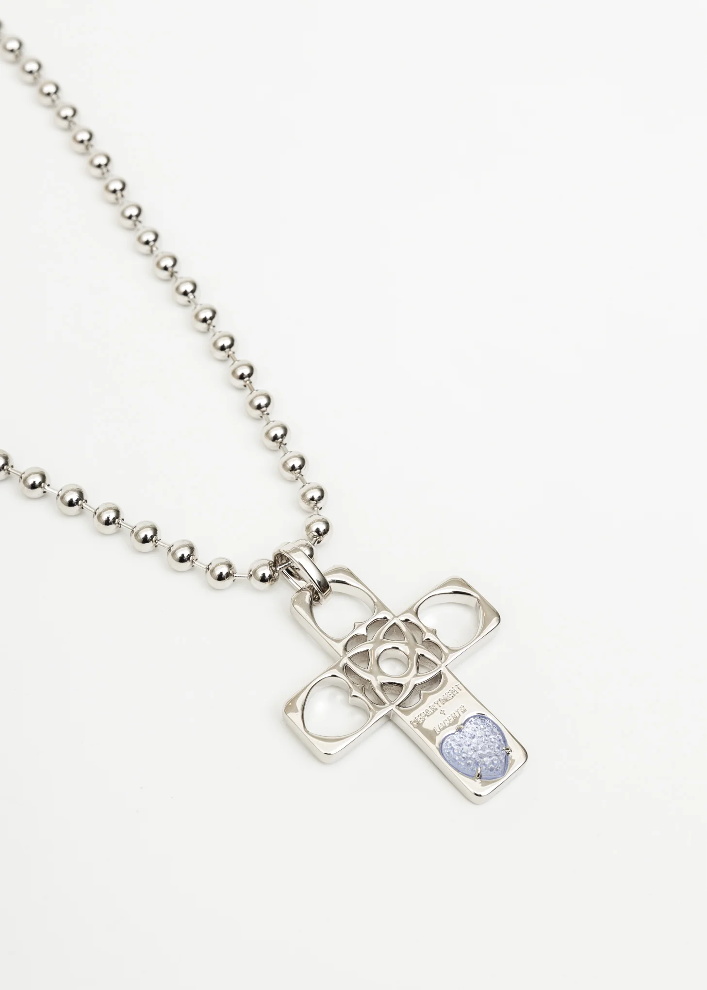 Purple and Silver Hearts Cross Necklace - Image 4