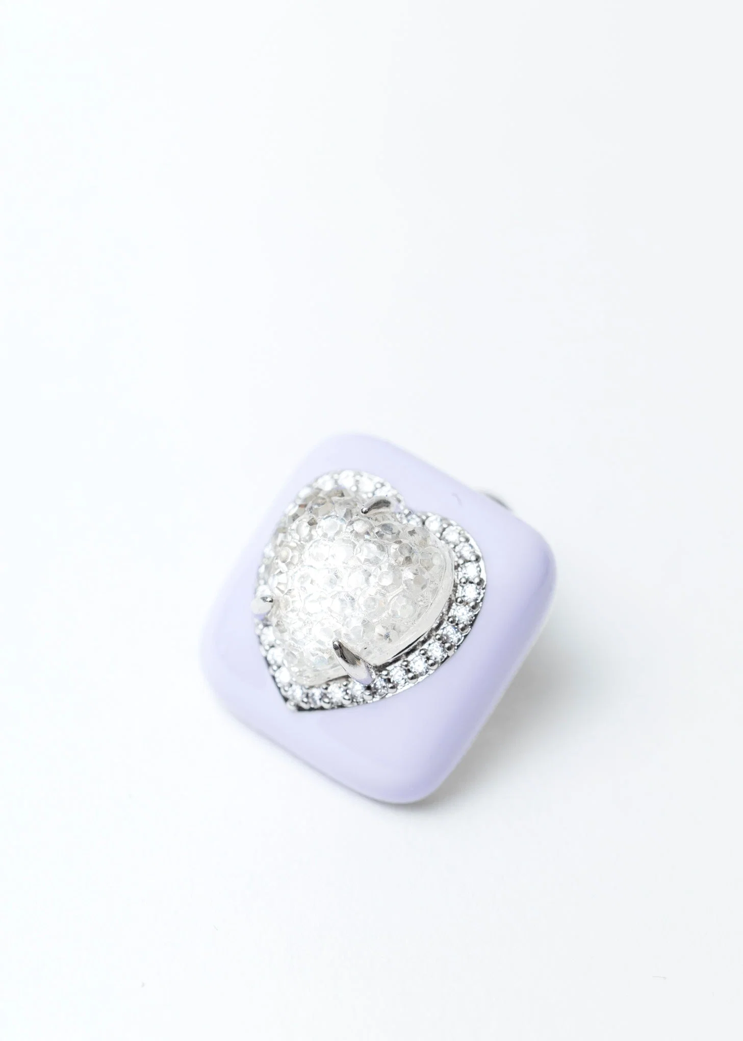 Purple And White Heart Earring - Single - Image 4