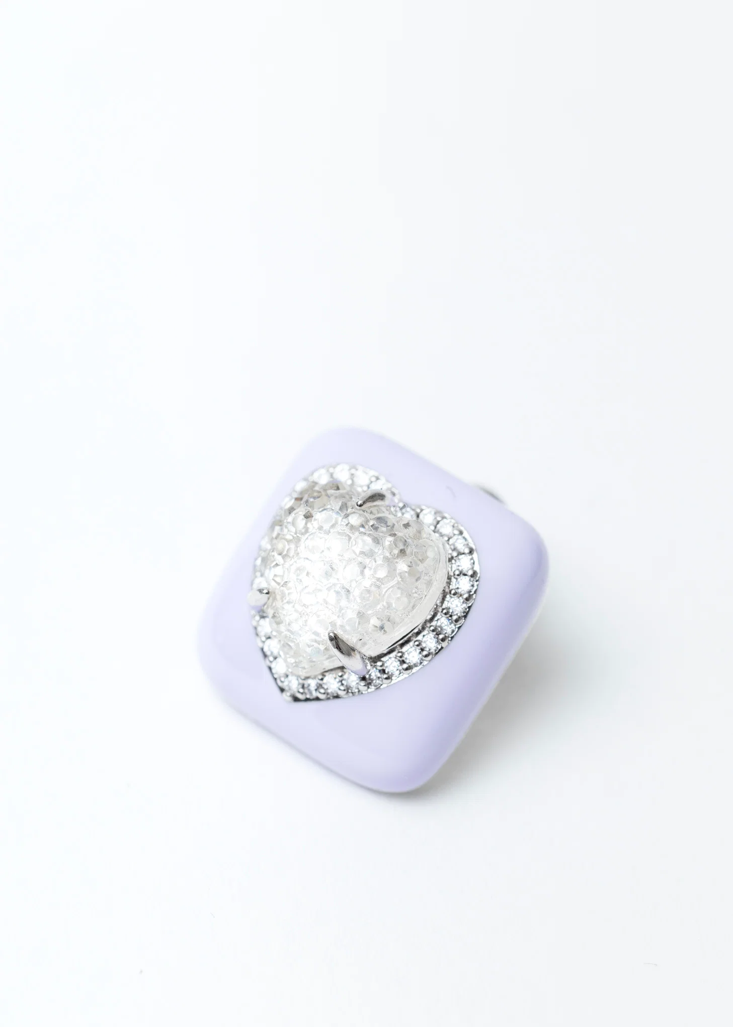 Purple And White Heart Earring - Single - Image 4