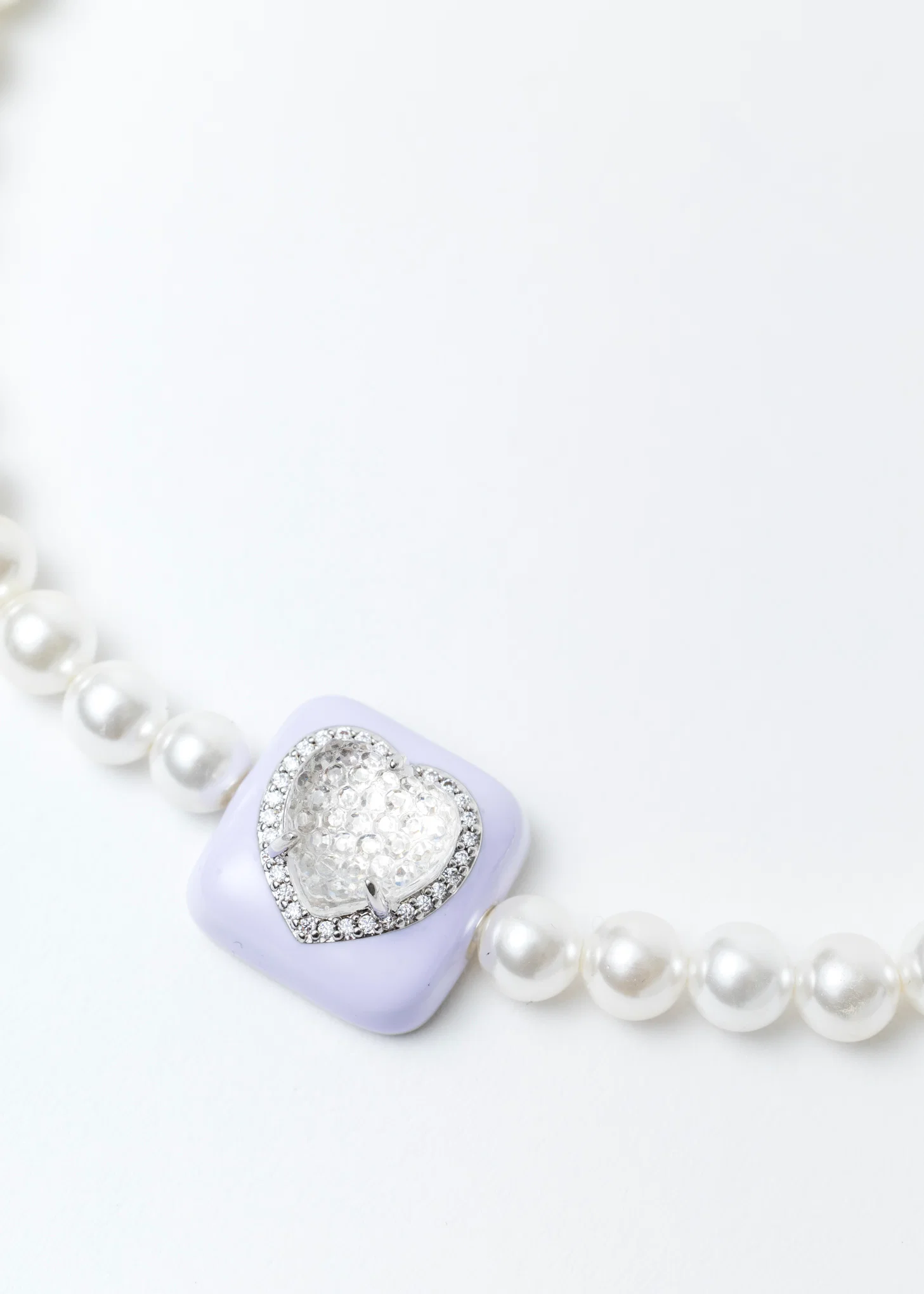 Purple And White Heart Pearl Necklace - Image 4