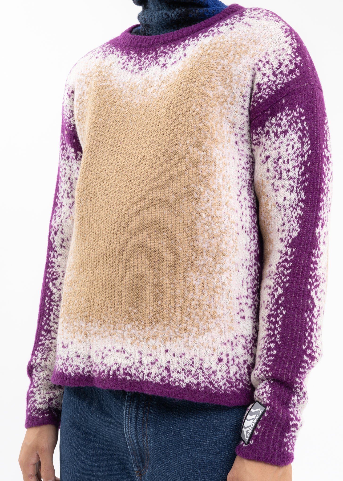 PURPLE / BEIGE GRADIENT HEAVY KNIT SWEATER - Image 4