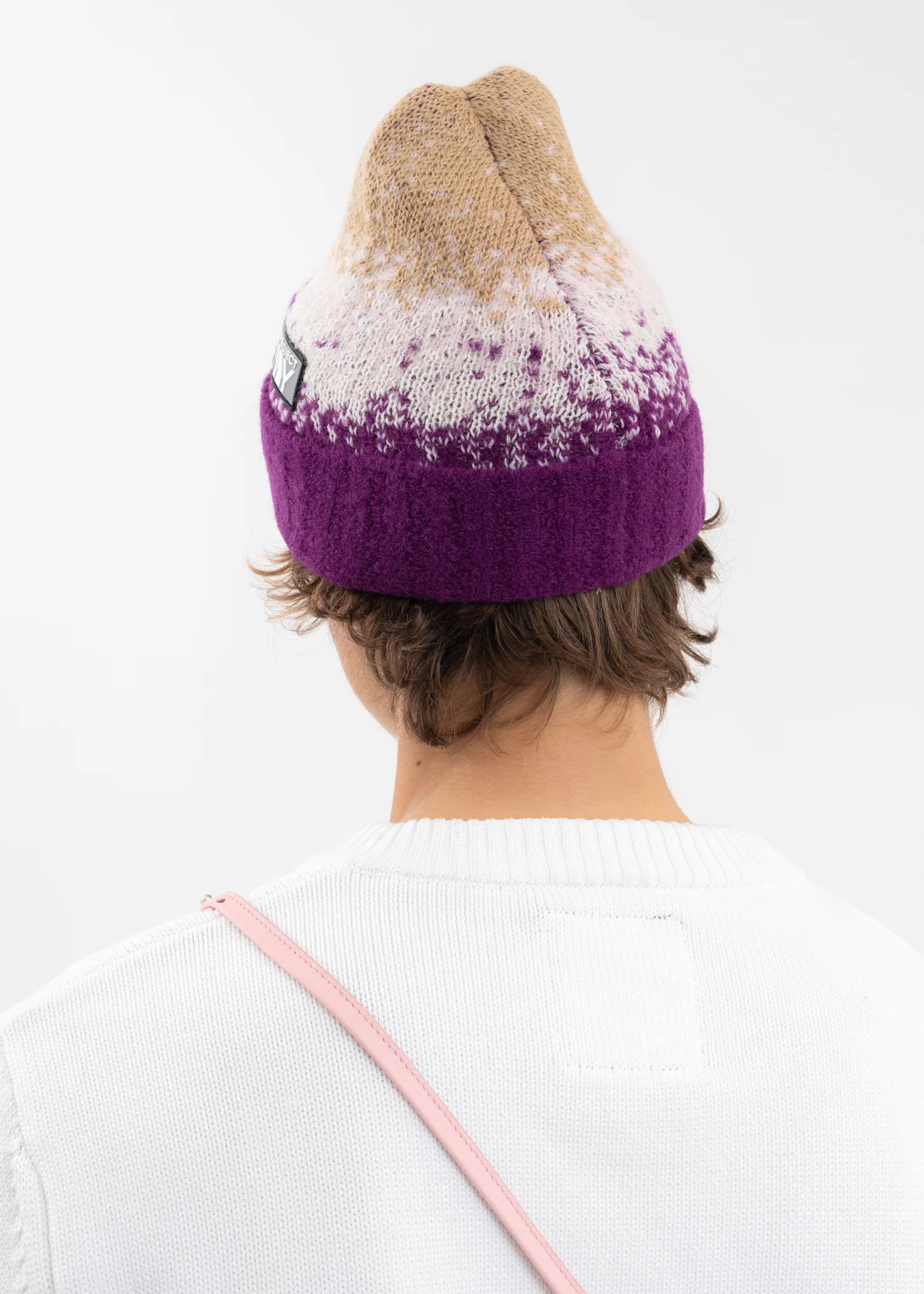 PURPLE / BEIGE GRADIENT KNIT BEANIE - Image 2
