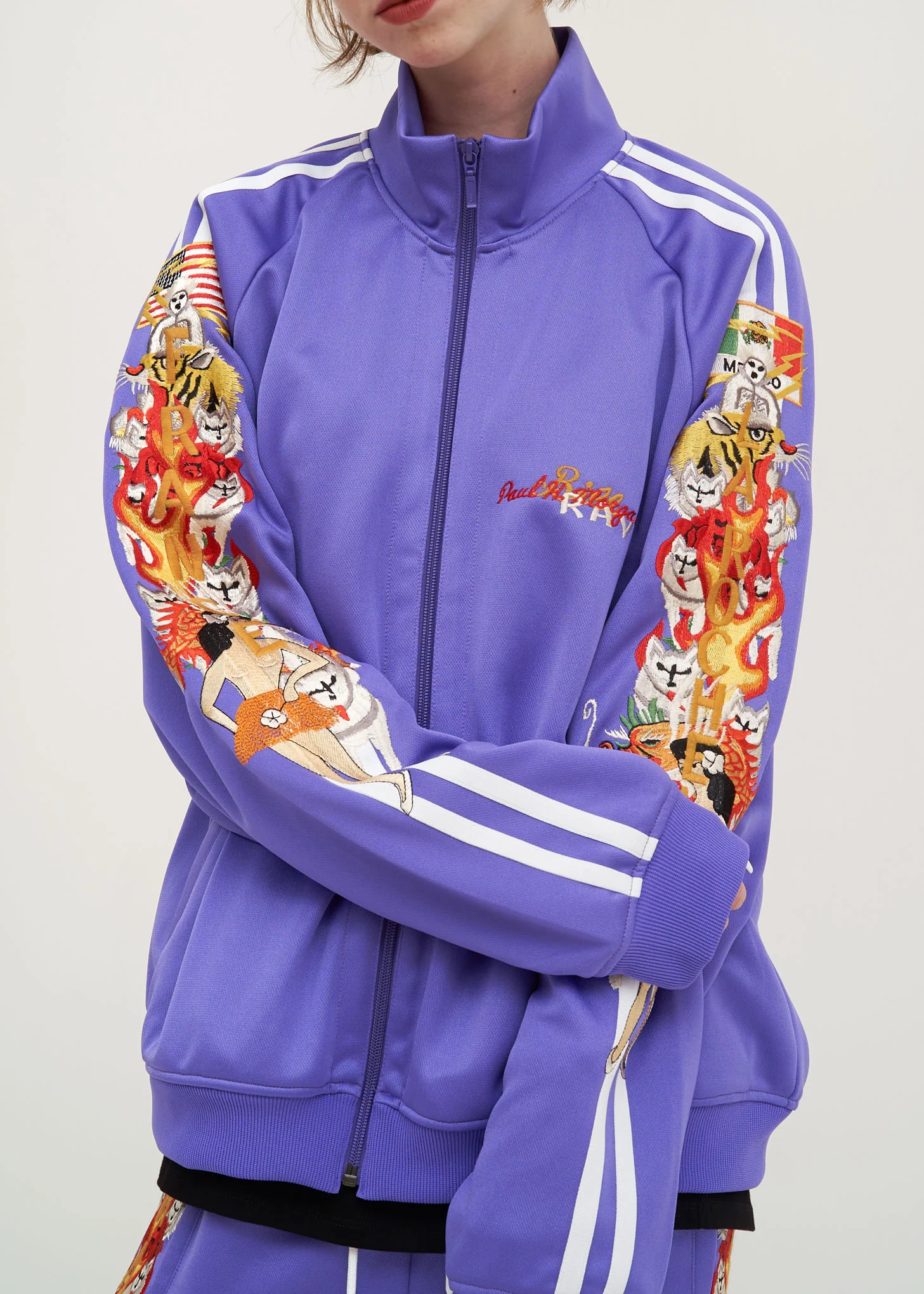 Purple Chaos Embroidery Track Jacket - Image 5